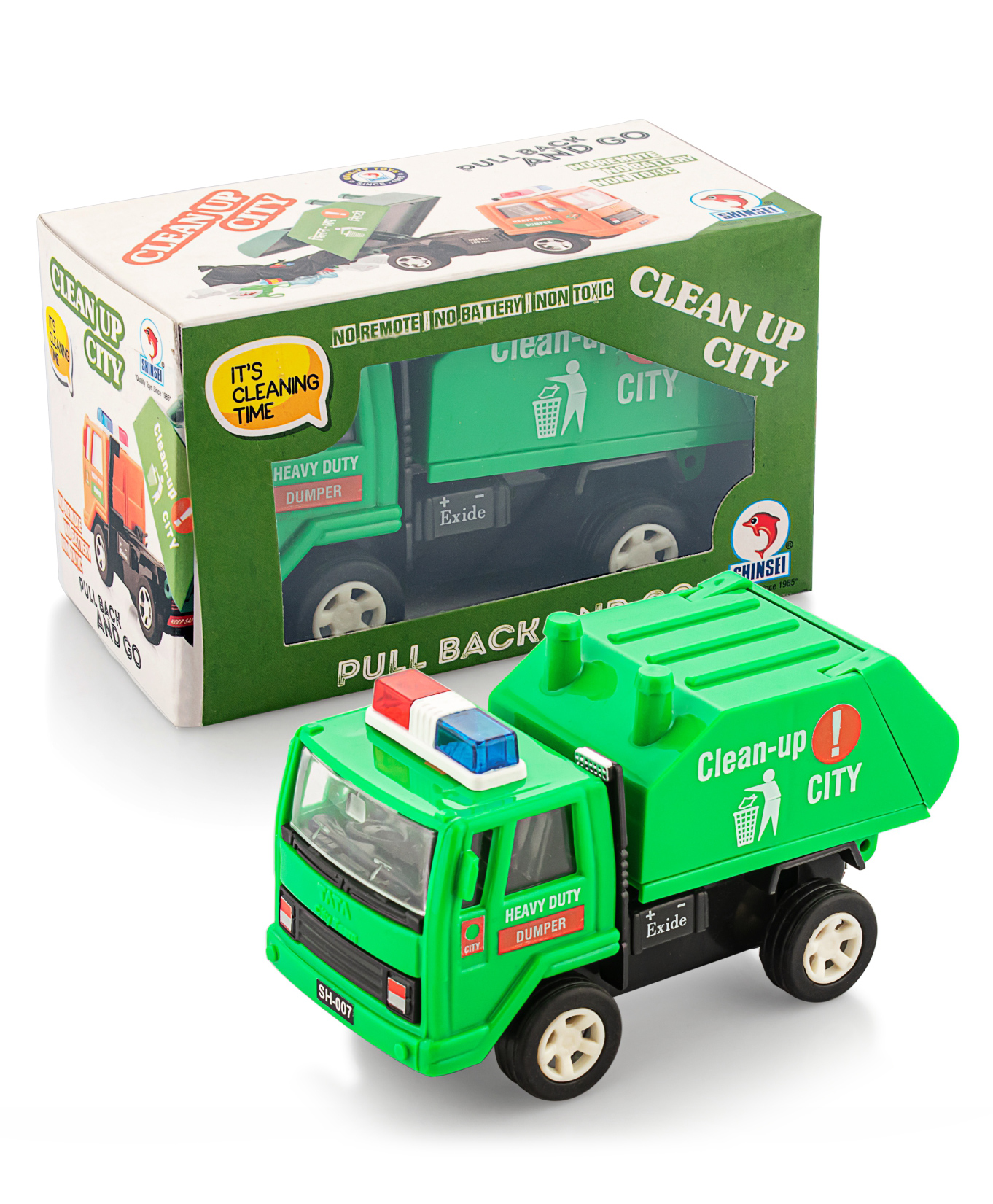 Shinsei Pull Back & Go Clean Up City Truck - Green-picture-40