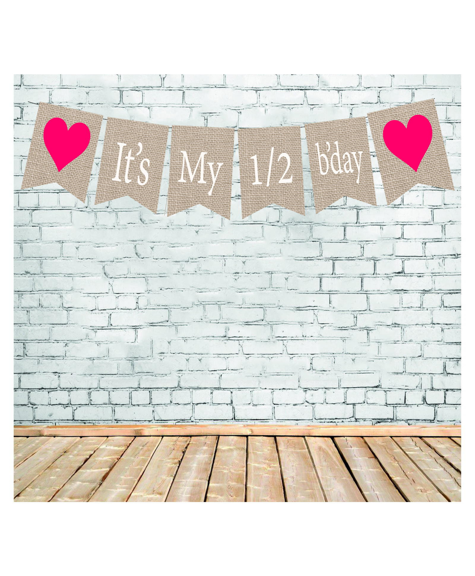 Funcart It's My Half Birrthday Banner - Pink White-image-6