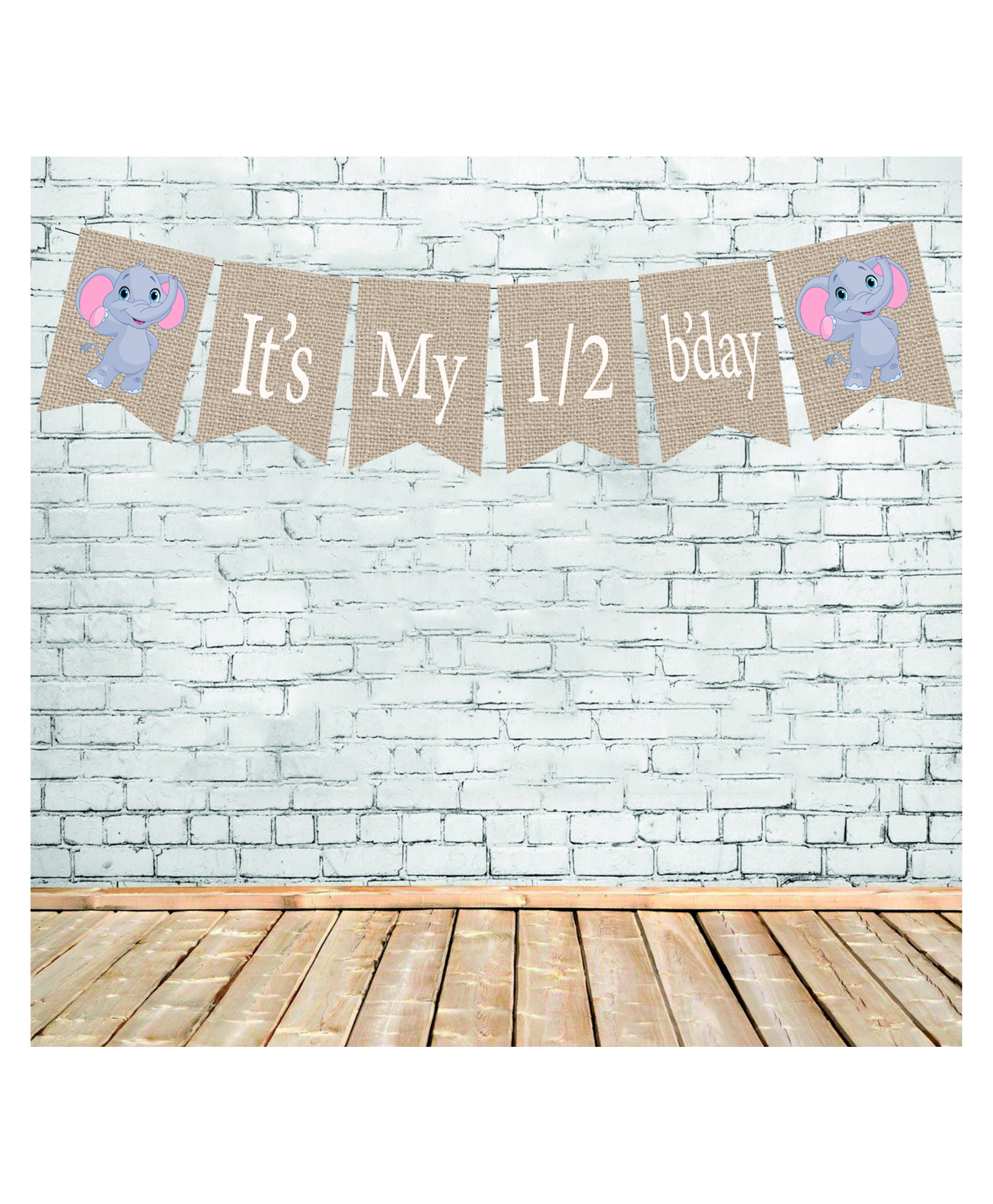 Funcart Animal Theme It's My Half Birrthday Banner - Blue White-image-32