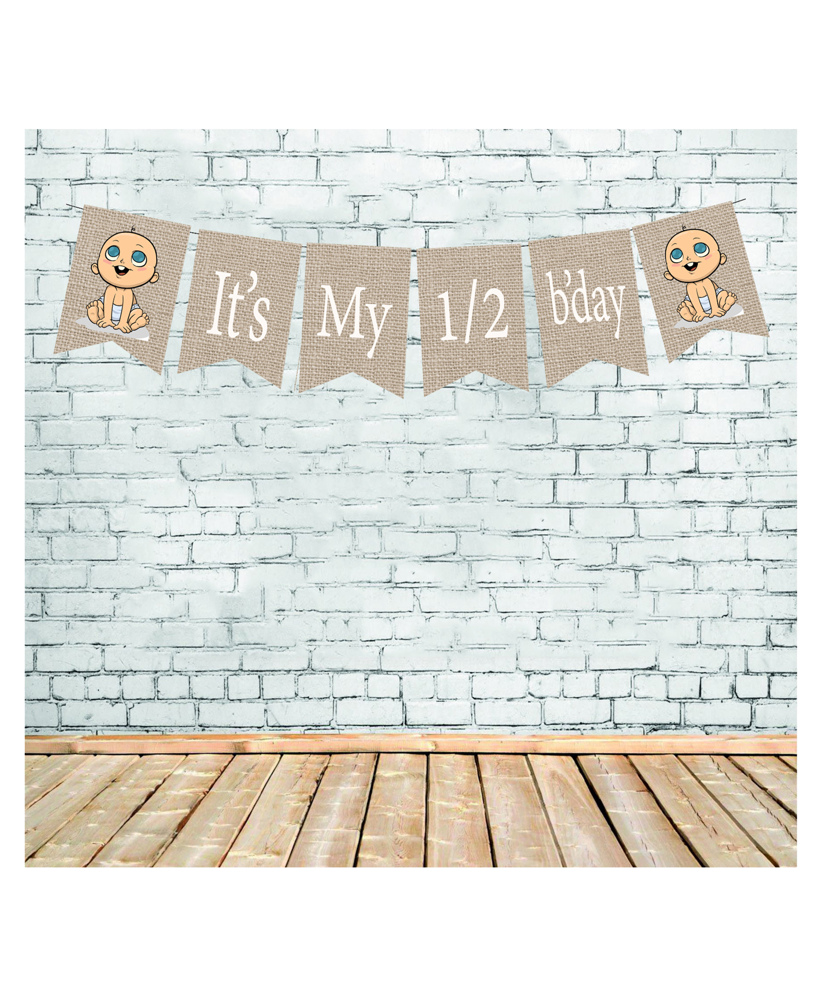 Funcart It's My Half Birrthday Banner - Blue White