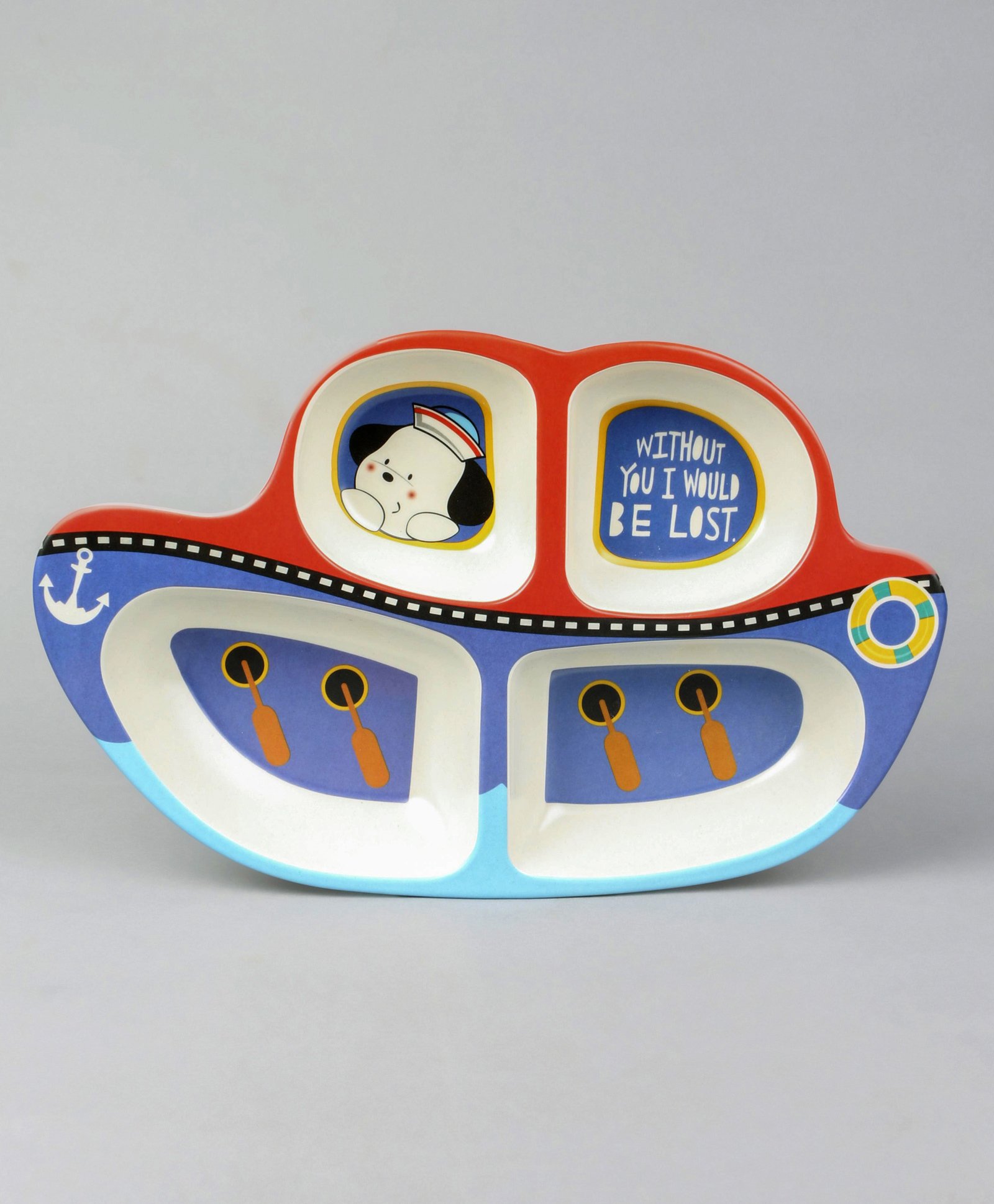 Boat Shaped Section Plate - Blue Red-image-0