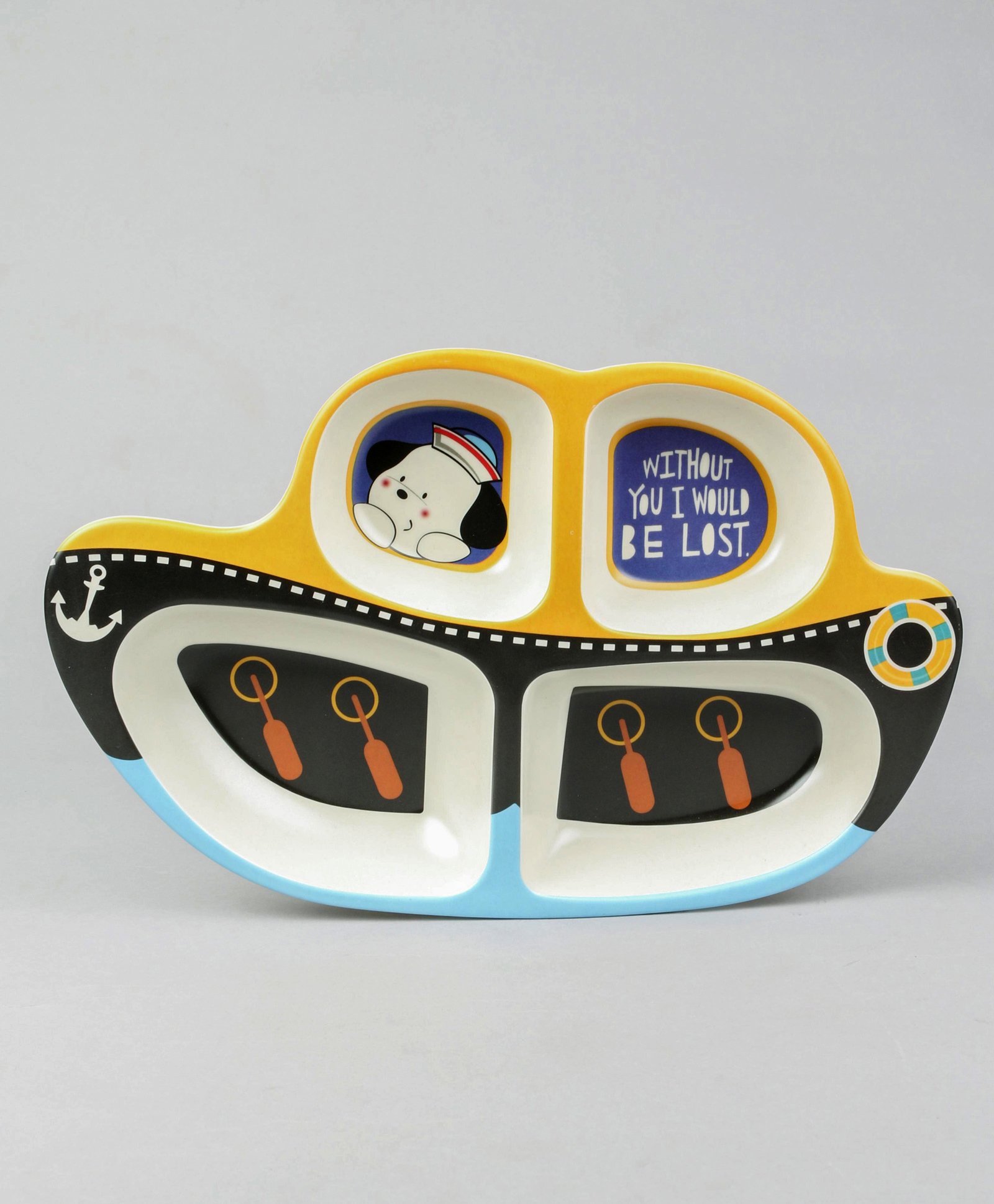 fab n funky Boat Shaped Section Plate - Blue Yellow-picture-10