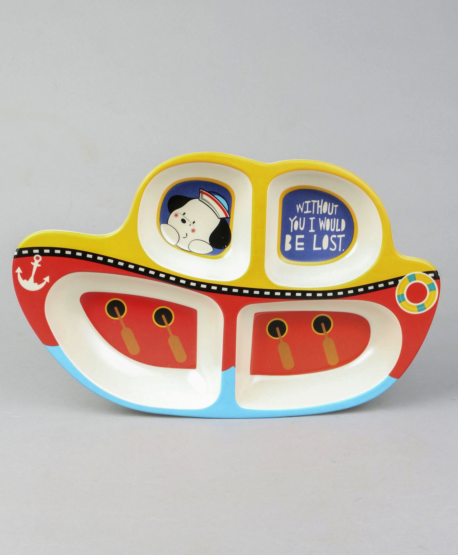 fab n funky Boat Shaped Section Plate - Yellow Red-picture-13