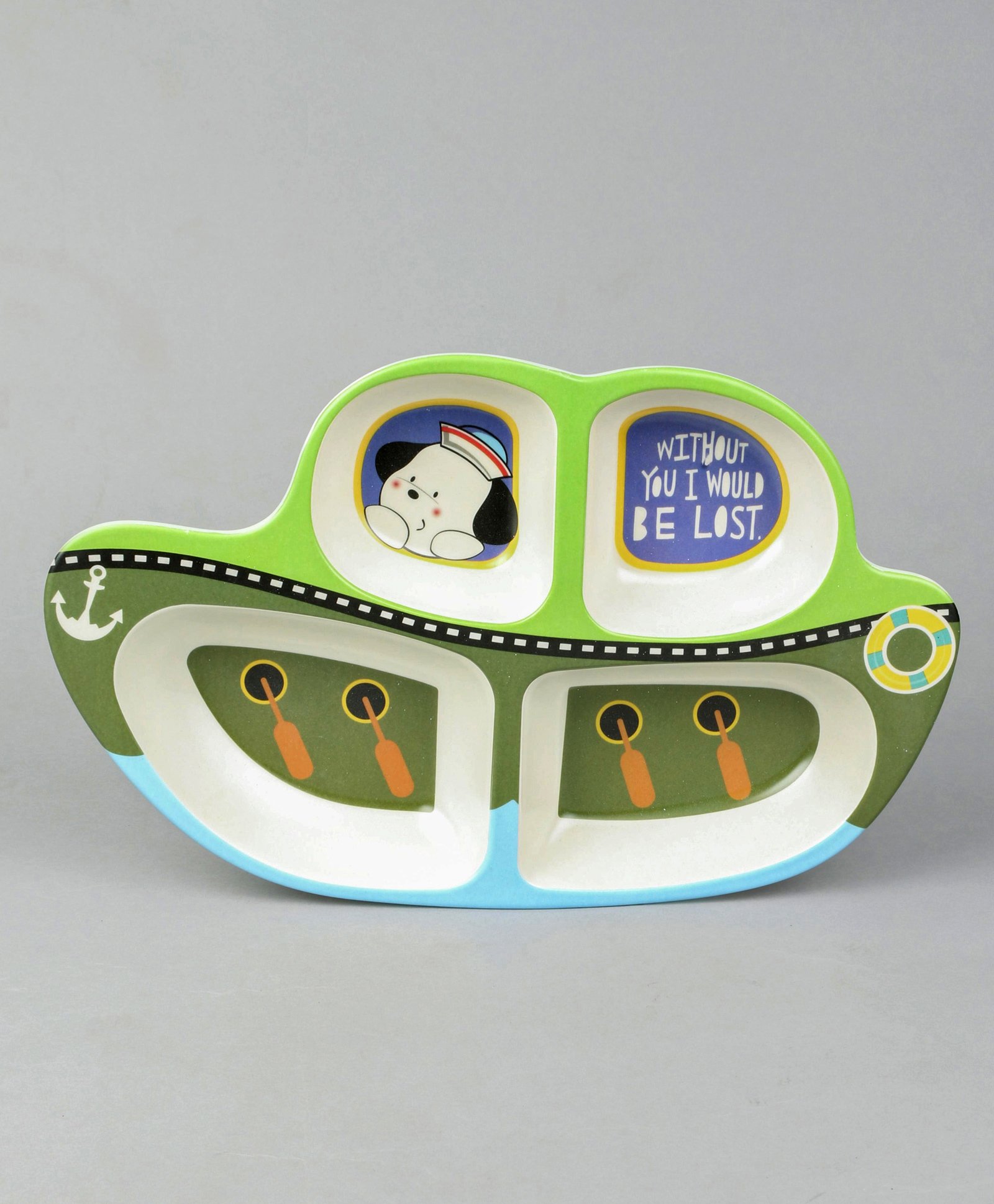 fab n funky Boat Shaped Section Plate - Green-picture-12