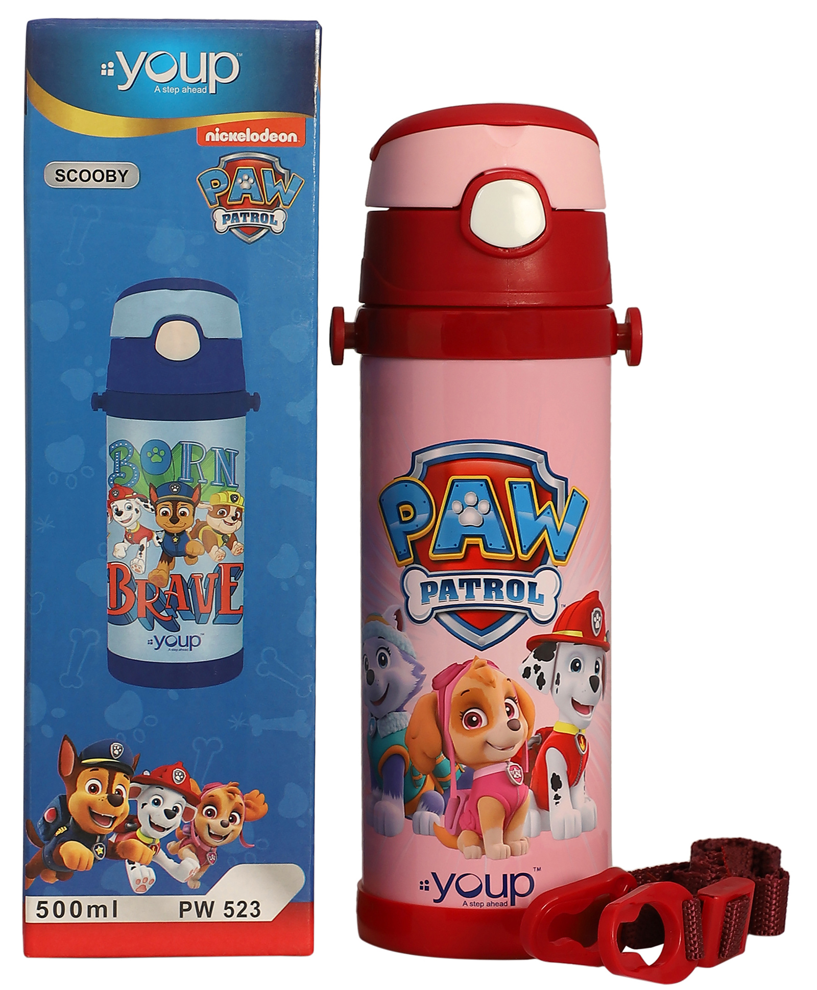 Youp Stainless Steel Pink Color Paw Patrol Kids Insulated Double Wall Sipper Bottle Scooby - 500 ml-image-12
