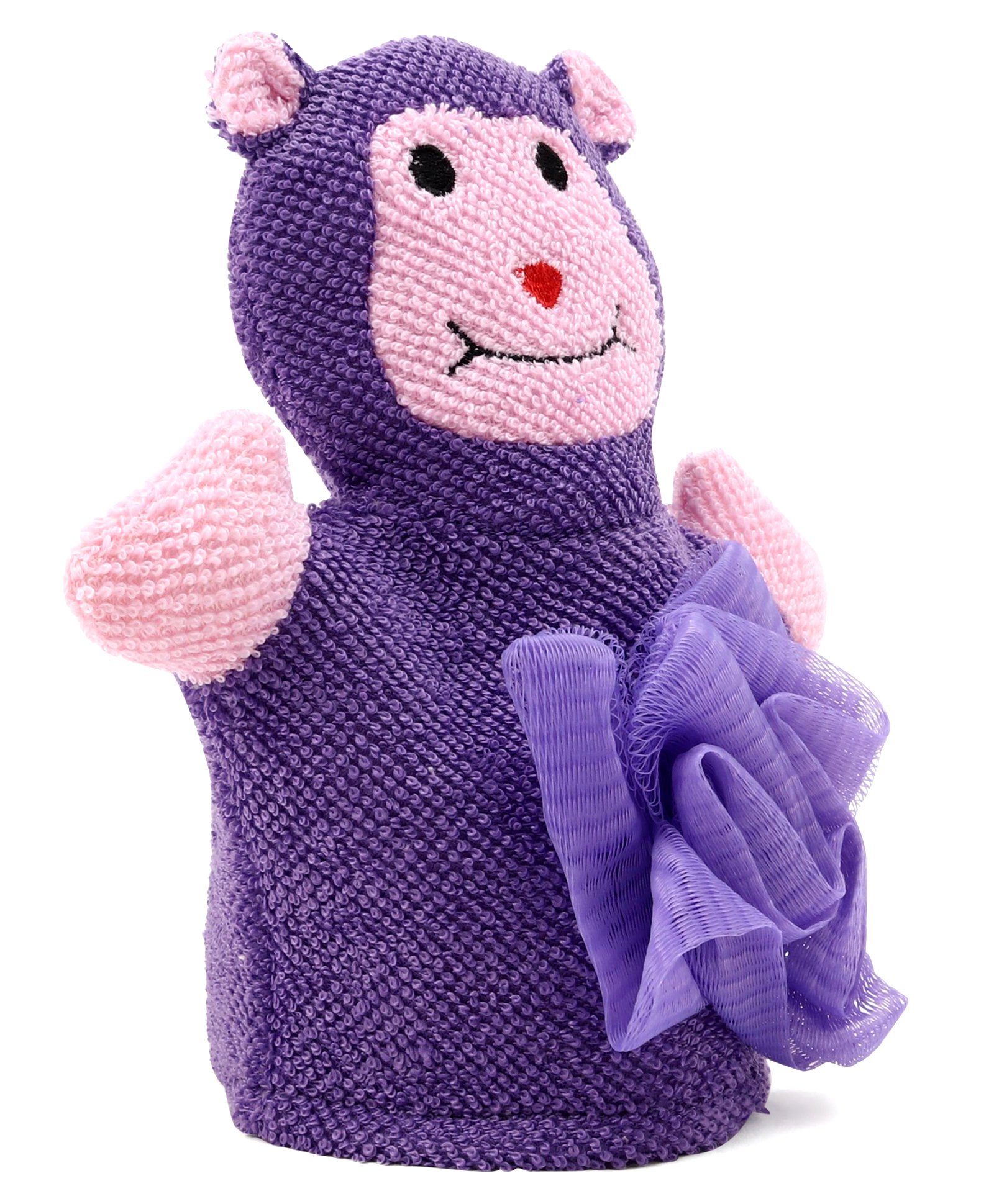Babyhug Monkey Shape Bath Glove With Attached Loofah - Purple-picture-14