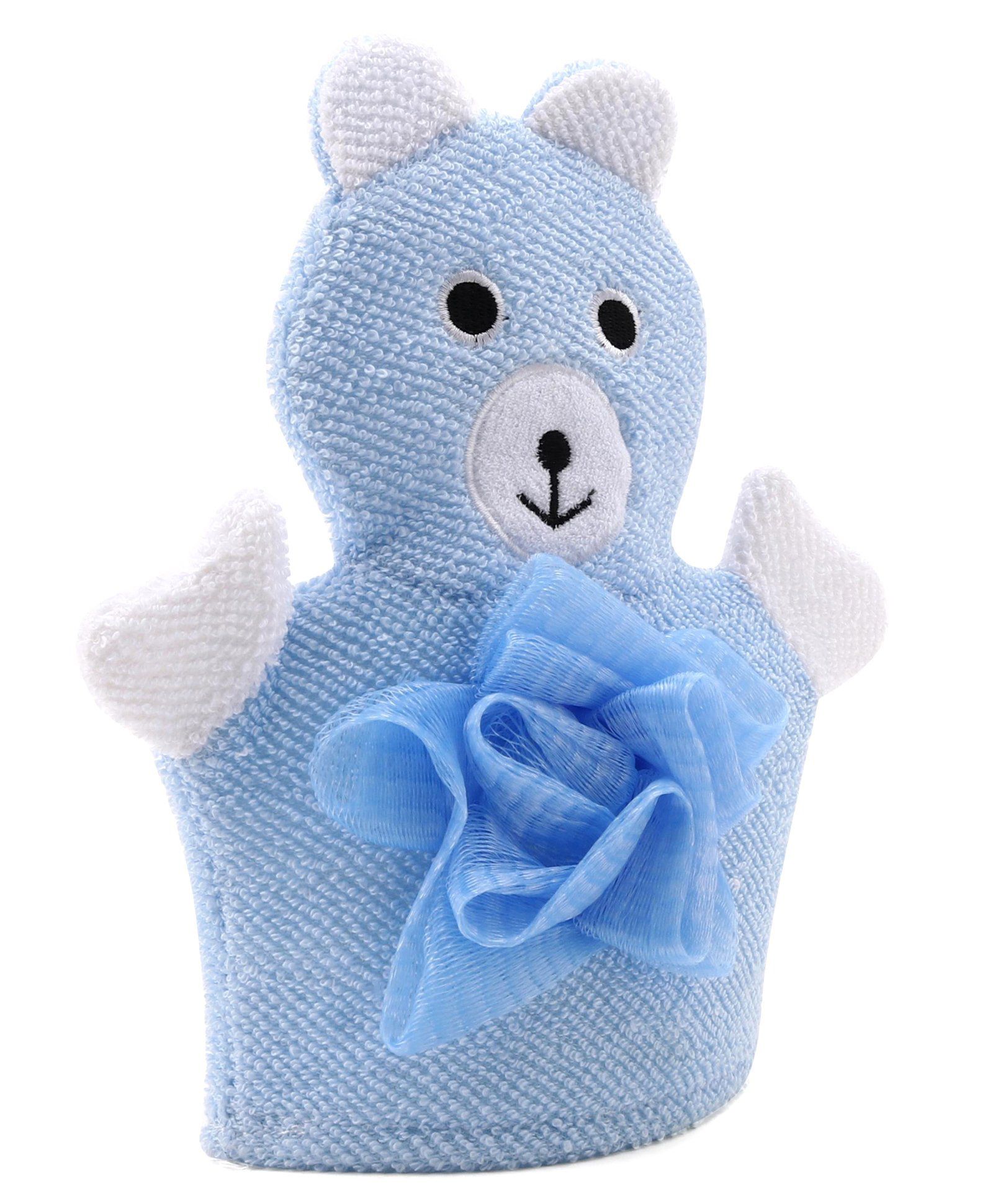 Babyhug Bear Shape Bath Glove With Attached Loofah - Blue-image-10
