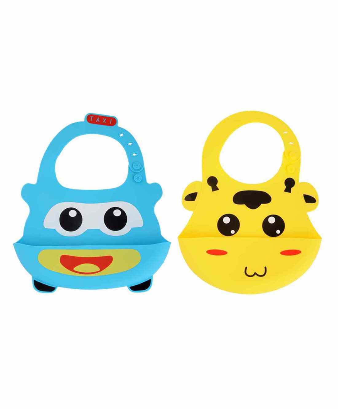 Yellow Bee Silicone Bib with Crumb Collector Pack of 2 - Yellow & Blue-image-8