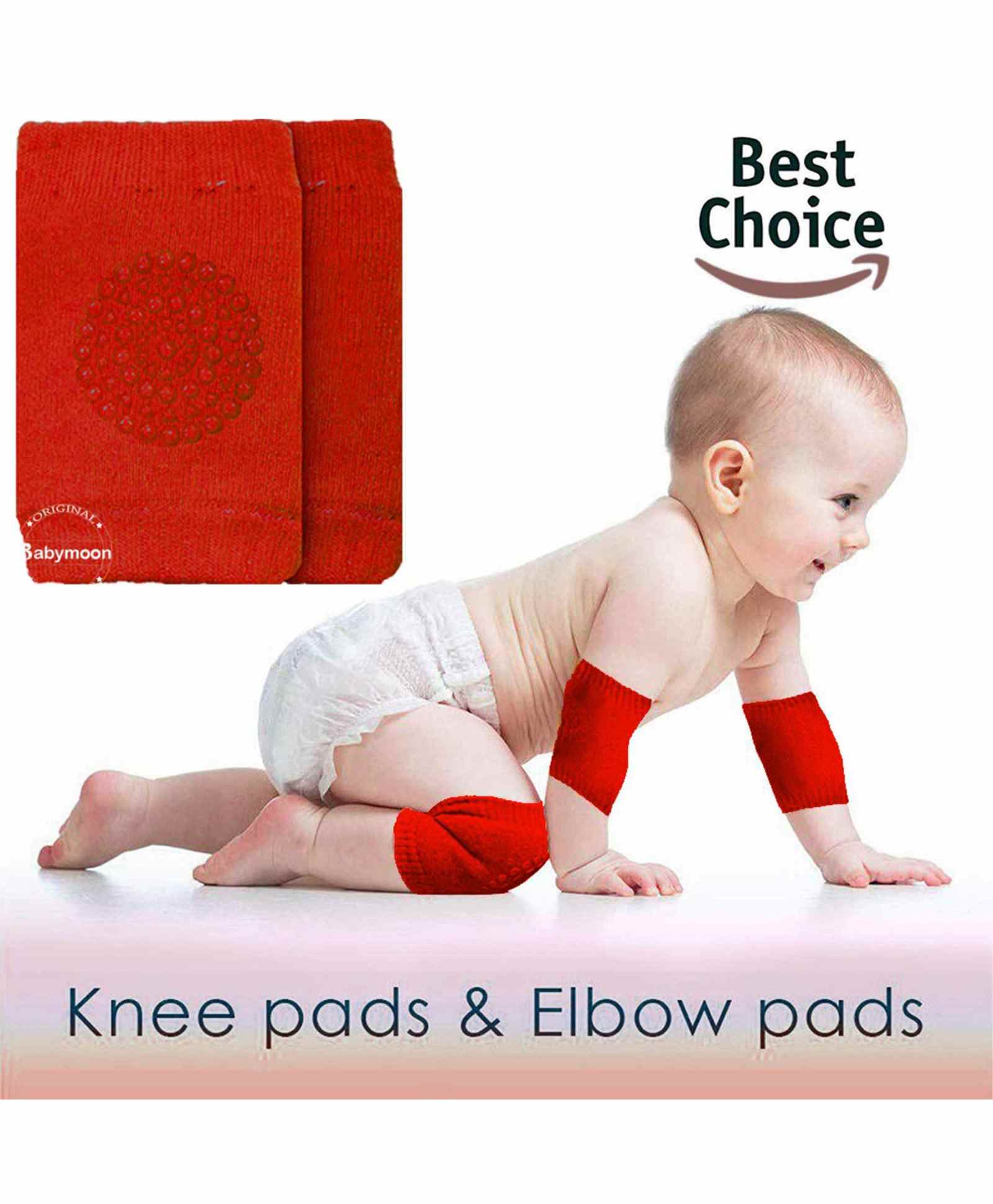 BabyMoon Anti Slip Stretchable Knee Cap Or Elbow Safety Protector - Red-image-18