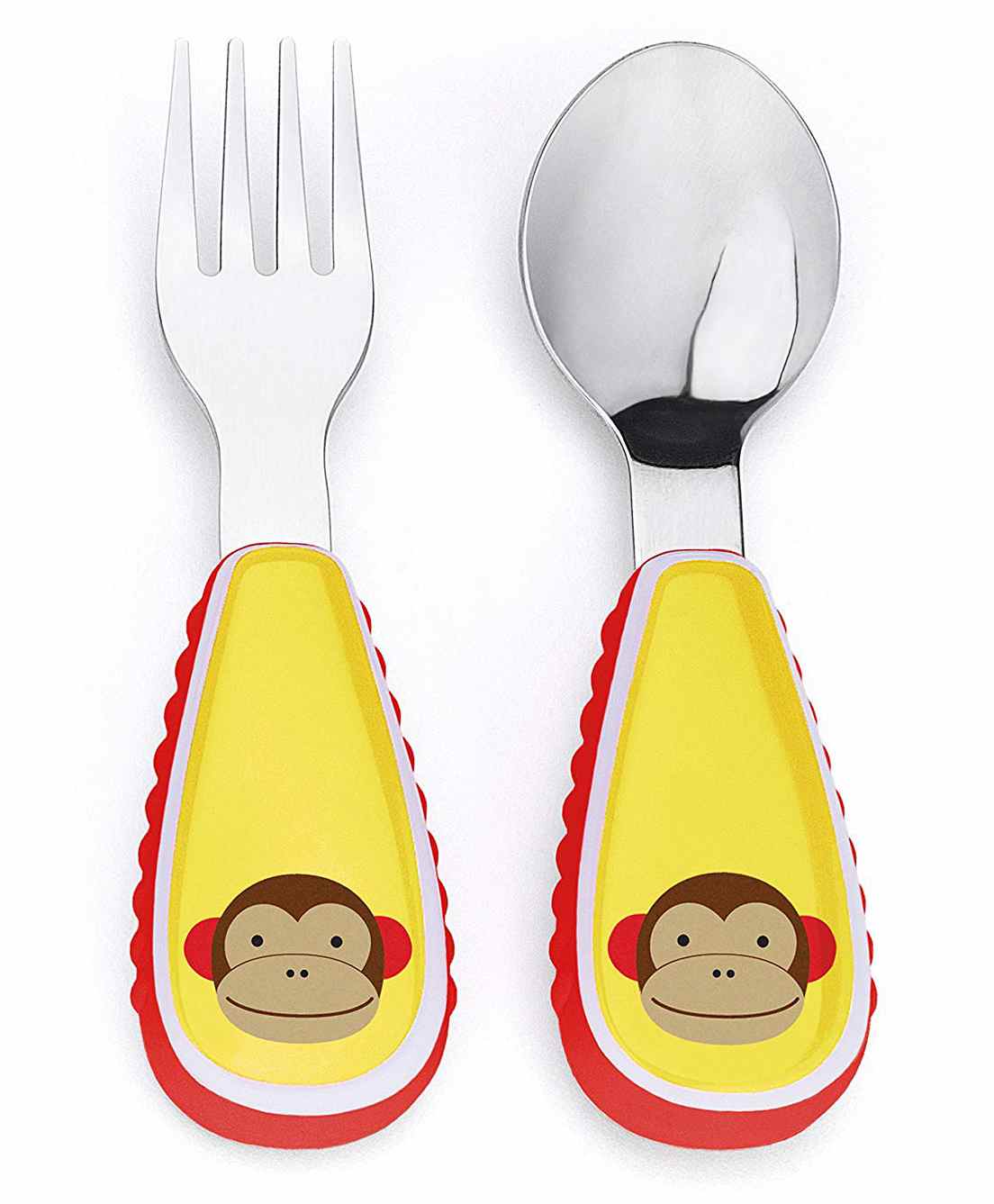 Skip Hop Stainless Steel Fork & Spoon Set Monkey Print - Yellow-picture-11