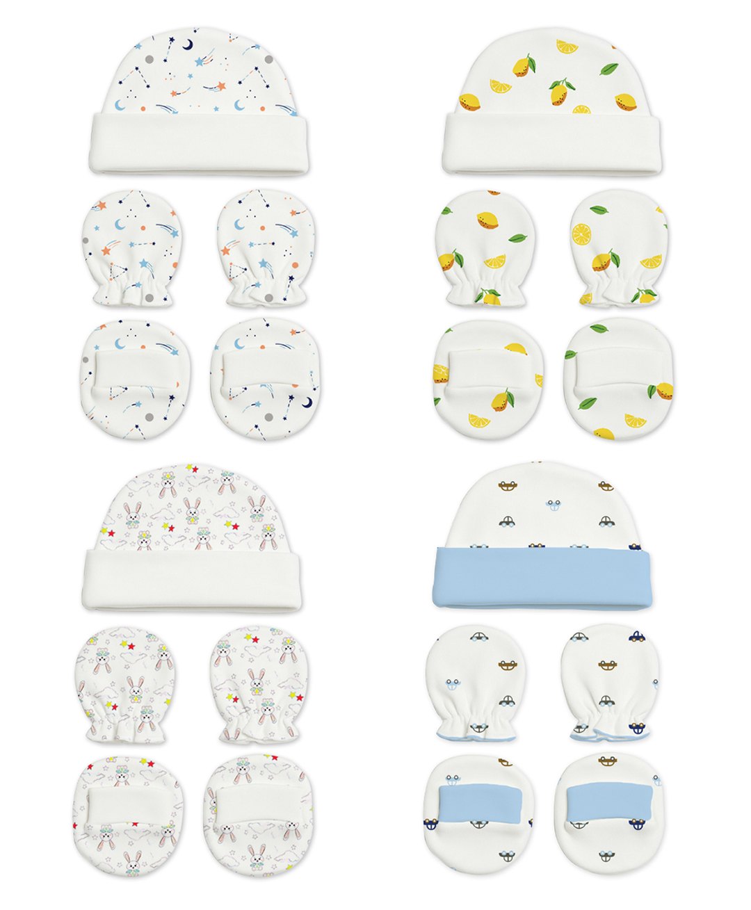 Mom's Home Cap, Mitten & Booties Set of 4 - Multicolor