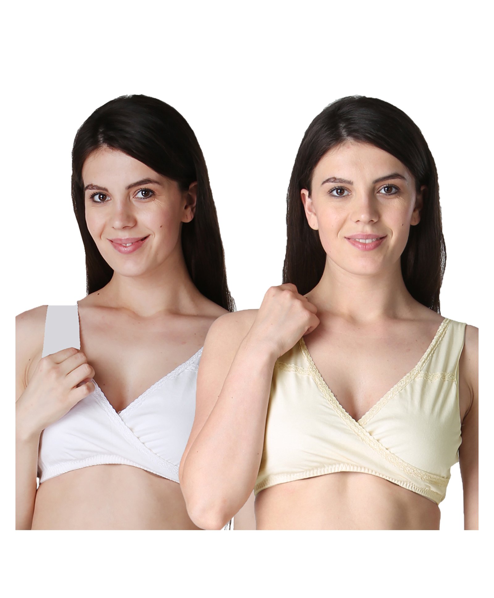 Morph Maternity Pack Of 2 Leak Proof Sleep Nursing Bras - Cream & White