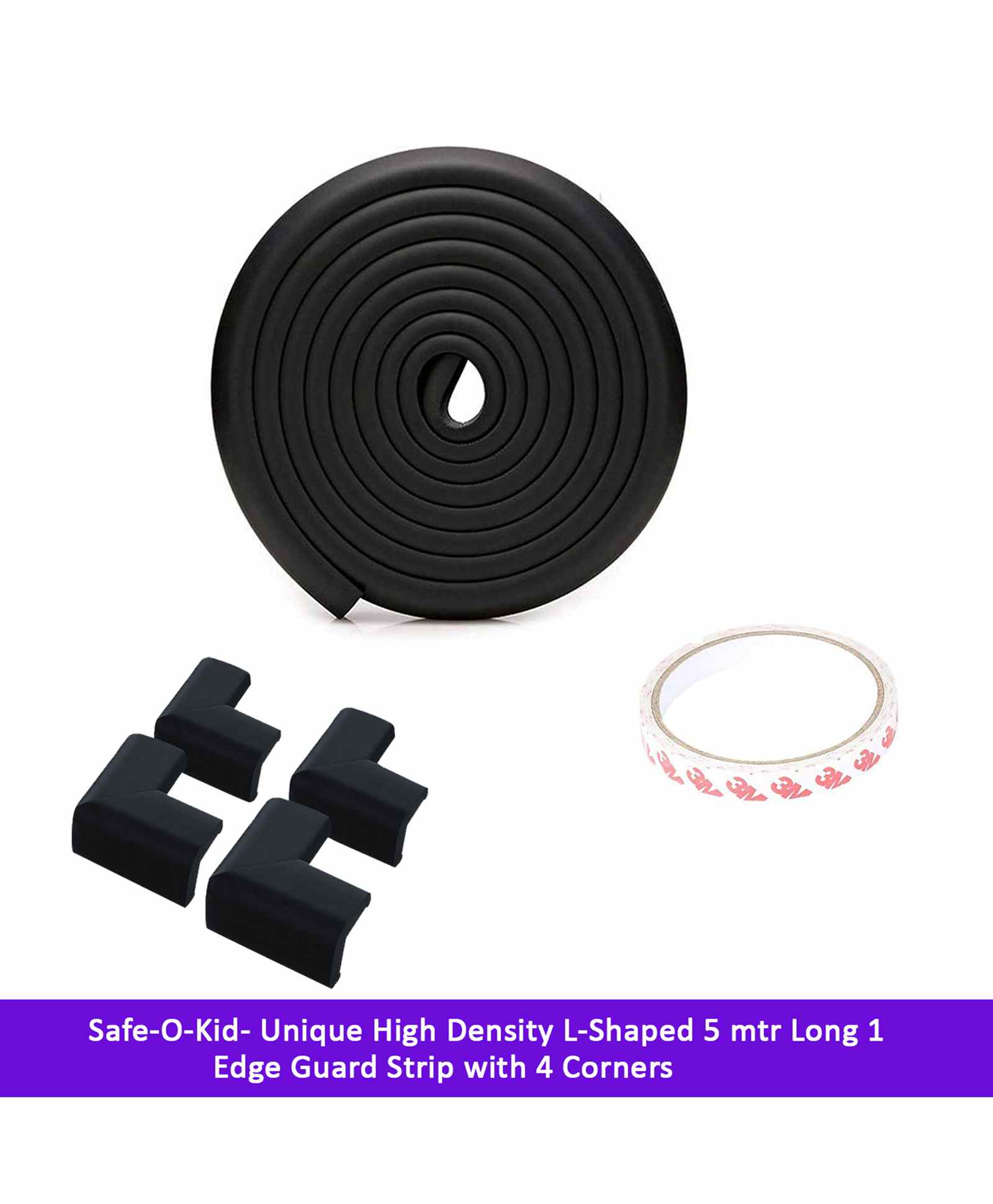Safe-O-Kid 5 Meter Edge Guard Strip with 4 Corners - Black-image-30