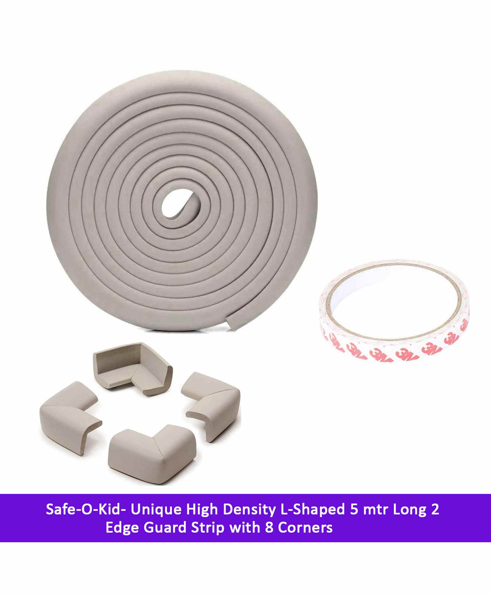 Safe-O-Kid 5 Meter 2 Edge Guard Strips with 8 Corners - Grey-picture-20