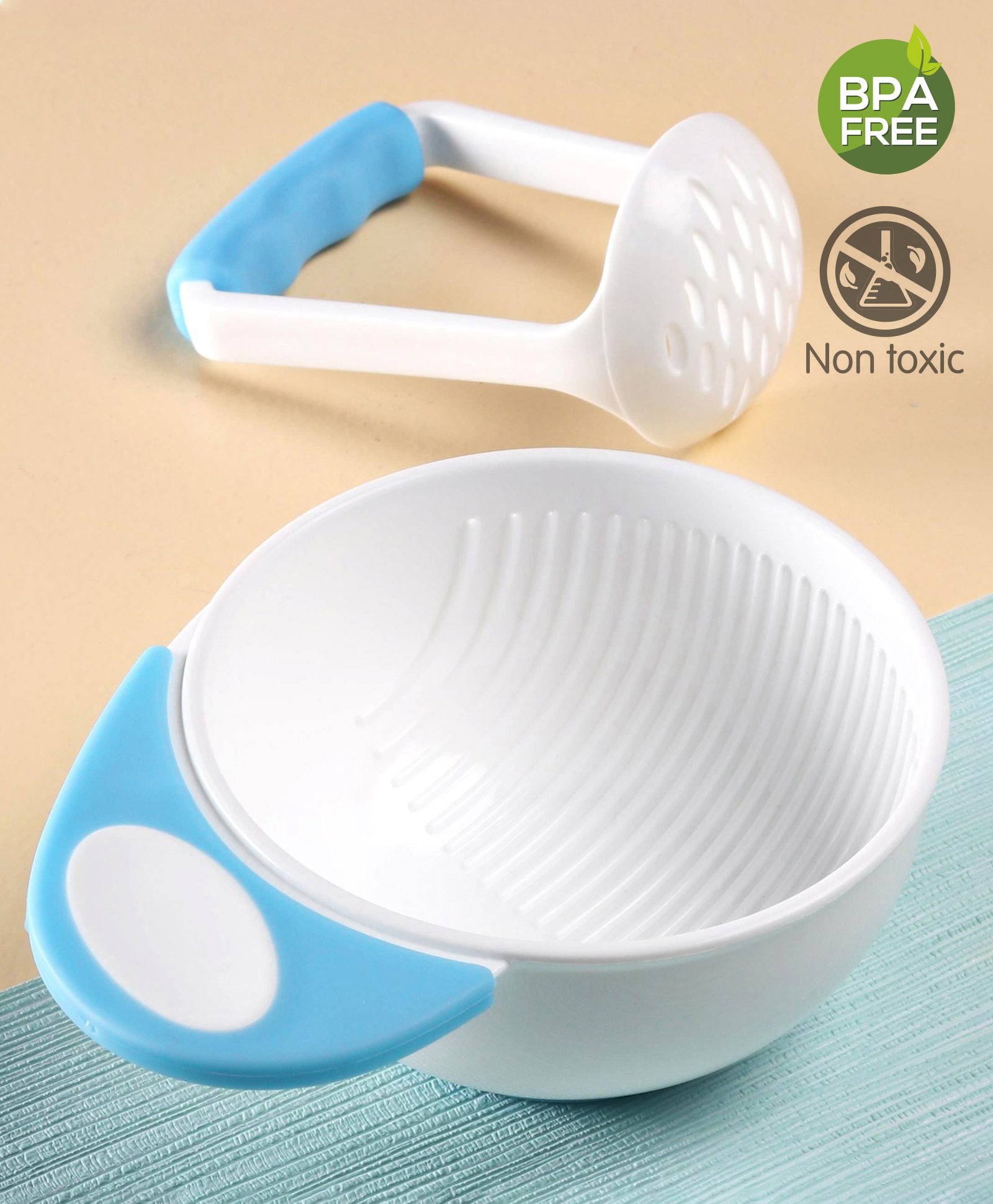 Babyhug Baby Food Grind Bowl - Blue-image-9