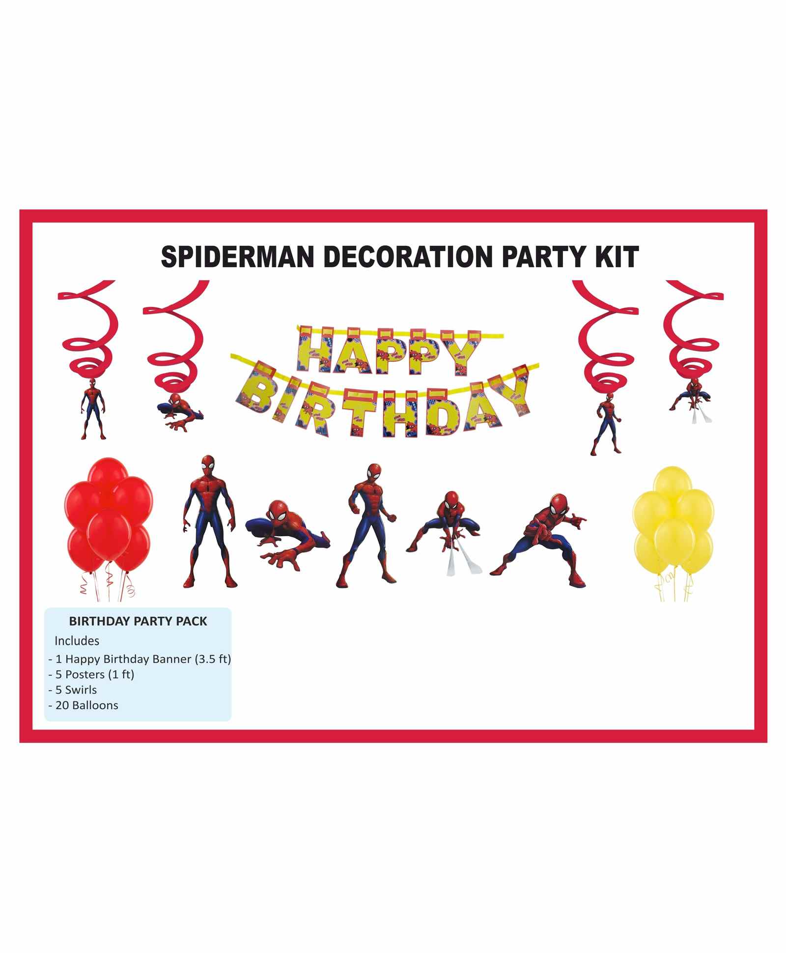 Untumble Spider Man Theme Birthday Kit Red Yellow - Pack of 31-image-3