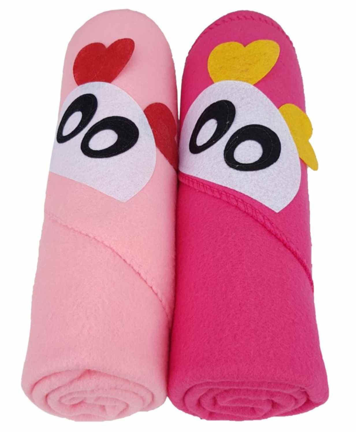 Brandonn Fleece Hooded Wrapper Heart Patch Pack of 2 - Pink-picture-27