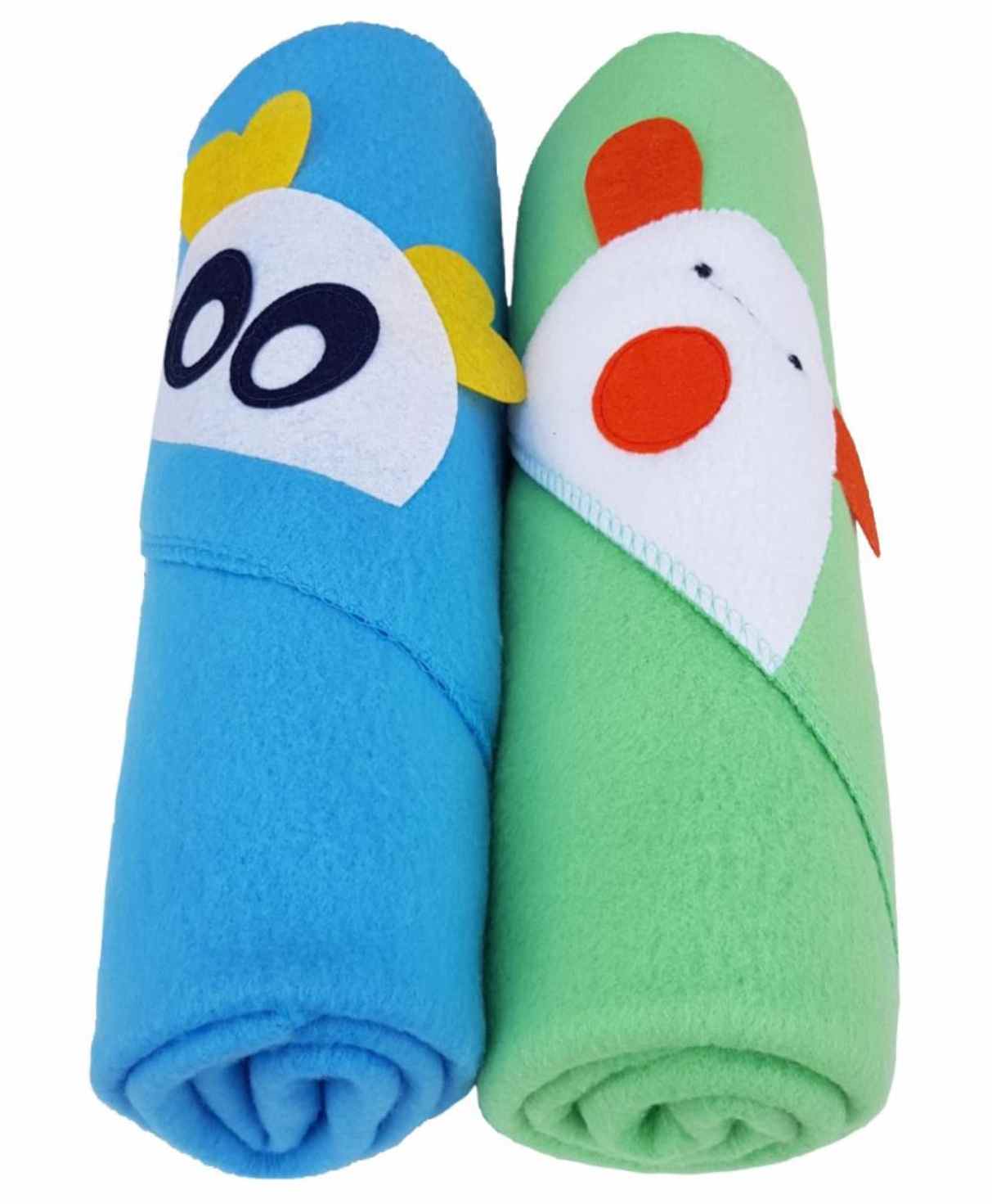 Brandonn Fleece Hooded Wrapper Heart Patch Pack of 2 - Green Blue-picture-44