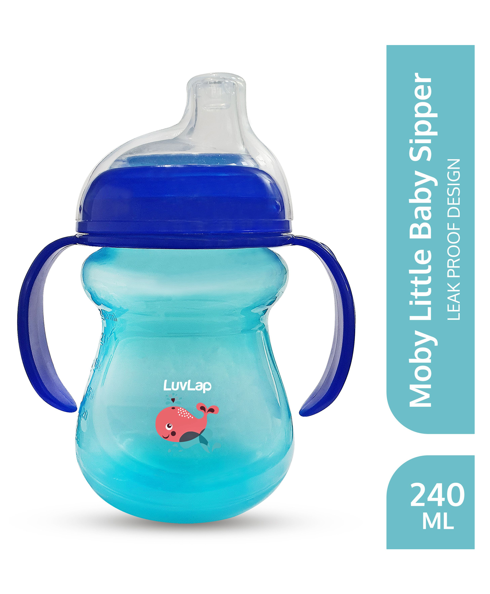 LuvLap LuvLap Mobby Little Spout Sipper with Twin Handle Blue - 240 ml-picture-21