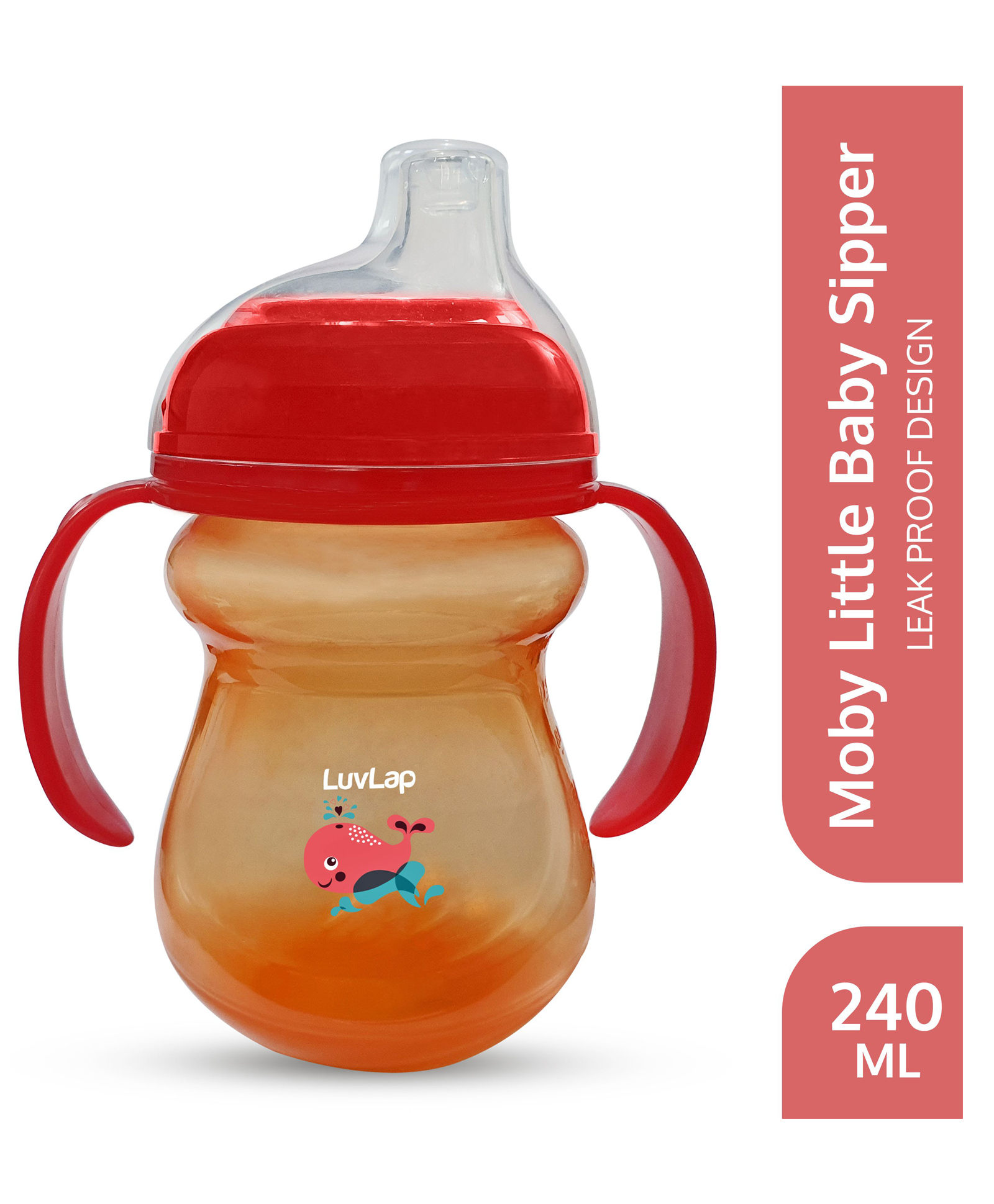 LuvLap Mobby Little Spout Sipper with Twin Handle Orange - 240 ml-picture-37
