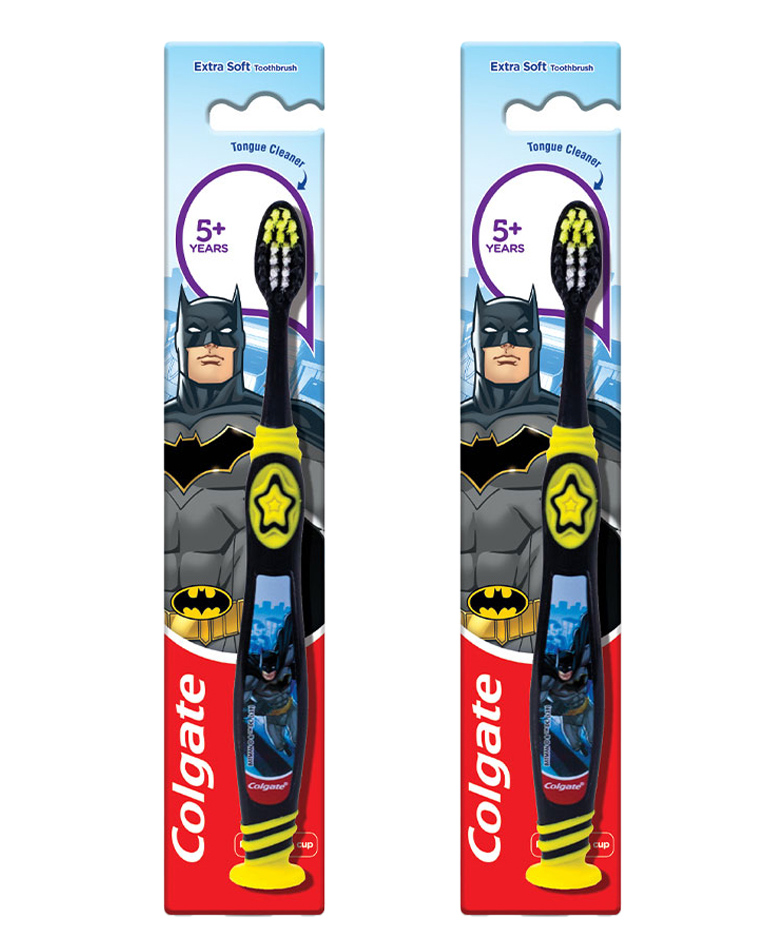 Colgate Kids Batman Toothbrush Extra Soft with Tongue Cleaner - 1 Pc (Pack  of 2) Online in India, Buy at Best Price from  - 3568166