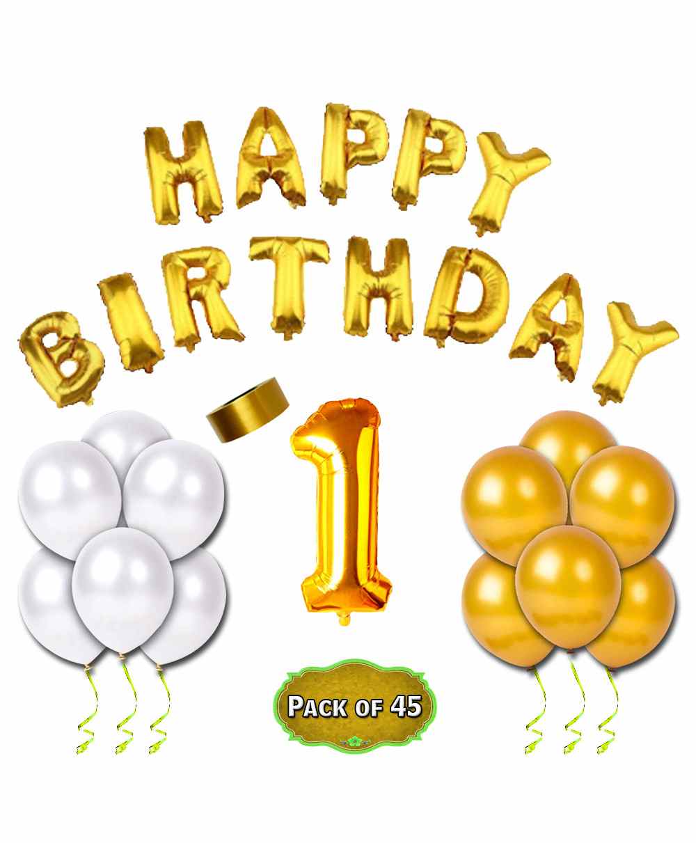 Shopperskart First Birthday Decoration Kit Golden - Pack of 45-image-22