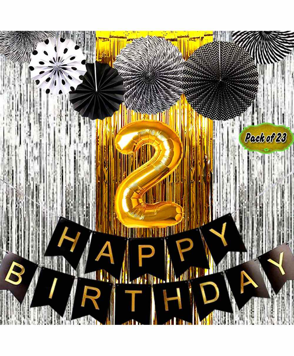 Shopperskart Second Birthday Decoration Kit Black Golden Pack Of 23 Online In India Buy At Best Price From Firstcry Com
