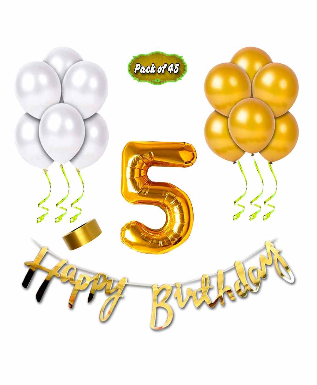 Shopperskart Fifth Birthday Decoration Kit Golden - Pack of 45-image-15