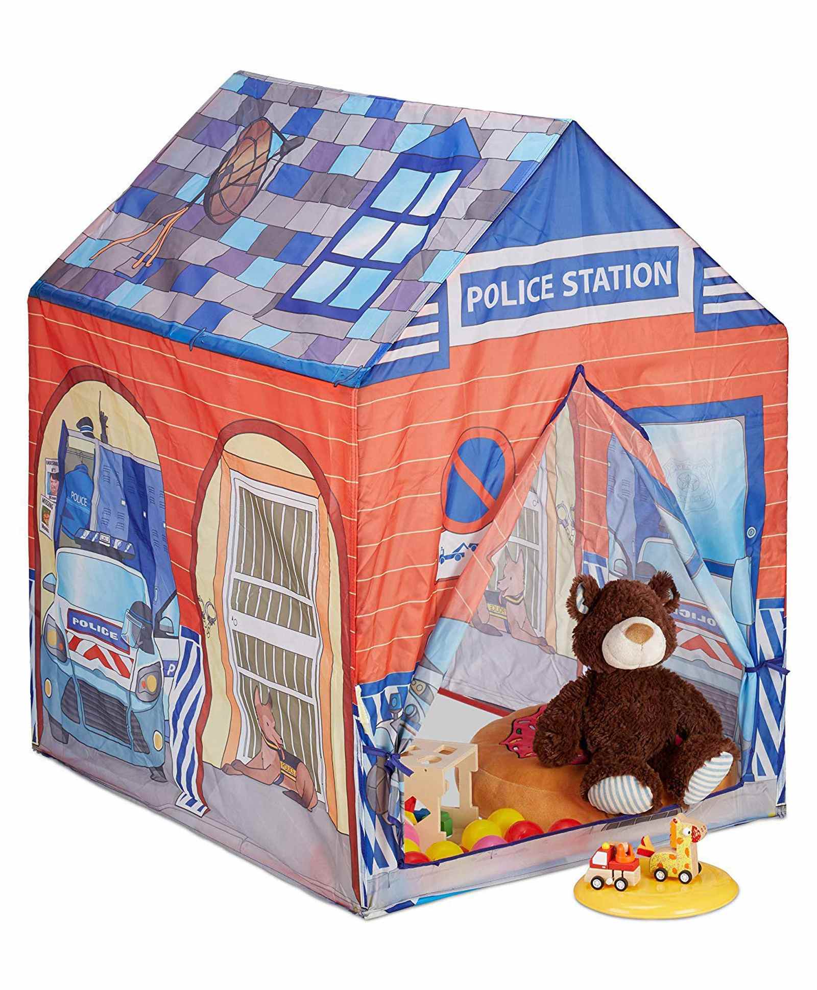 Fiddlerz  Police Station Theme Foldable Tent House - Blue Brown-picture-15