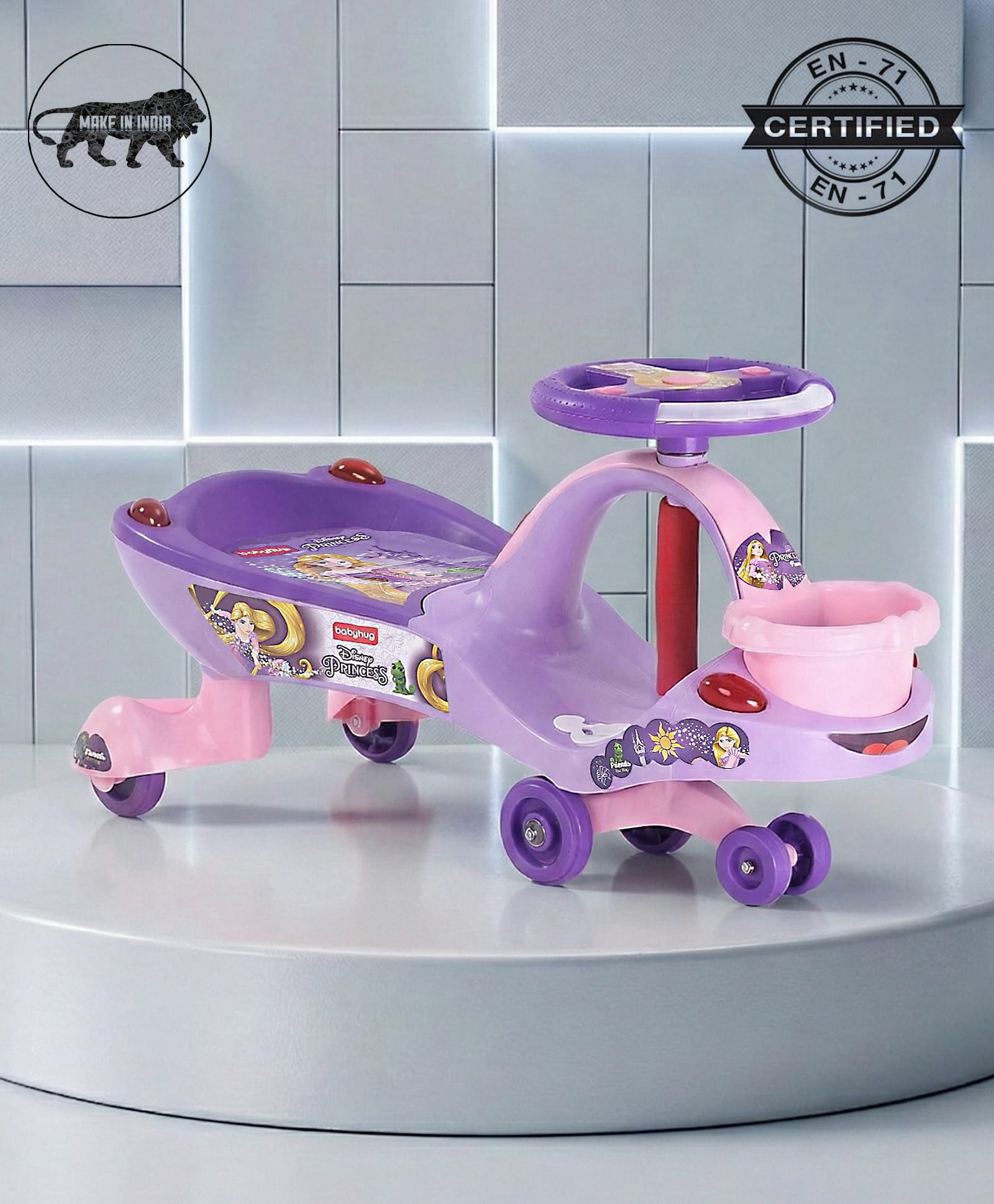 Babyhug Princess Gyro Swing Car - Purple