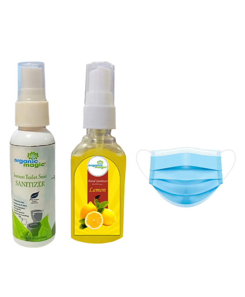 Organic MagicToilet Seat and Hand Sanitizer Combo Set with Mask Pack of 3 - 50 ml Each-image-34