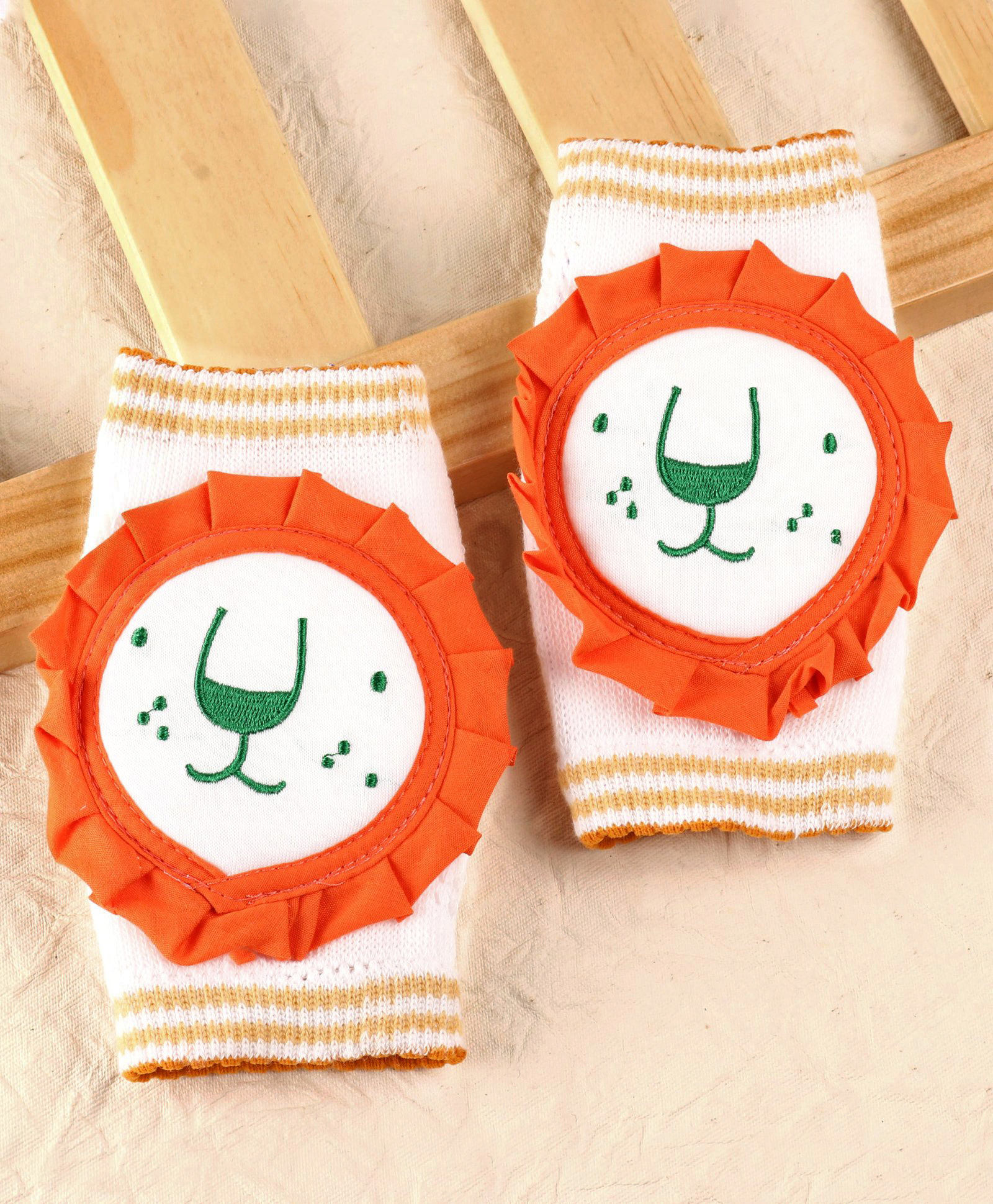 Baby Elbow & Knee Pads Lion Applique - Orange-image-12