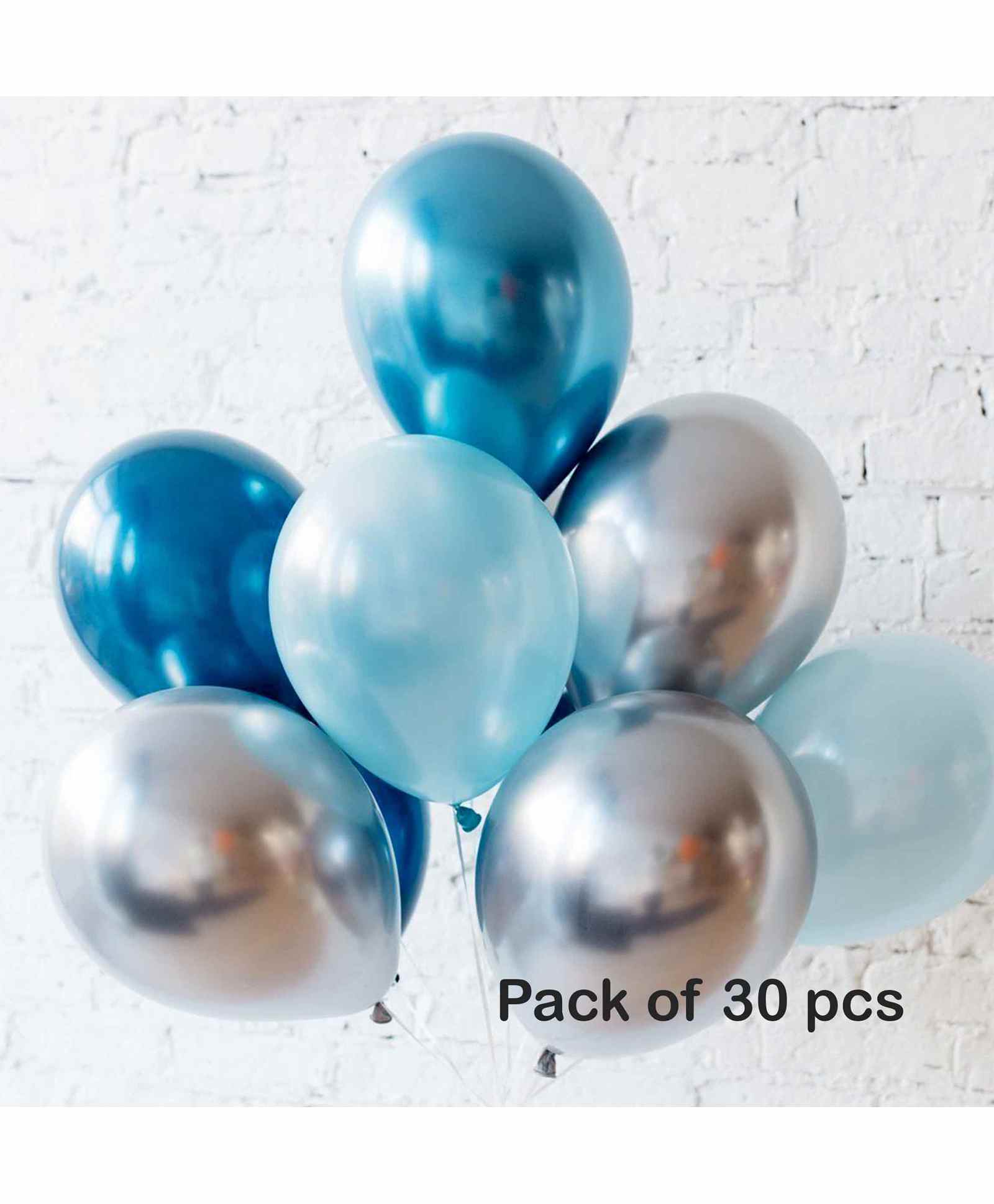 Balloon Junction Metallic Balloons Blue Silver - Pack of 30-image-9