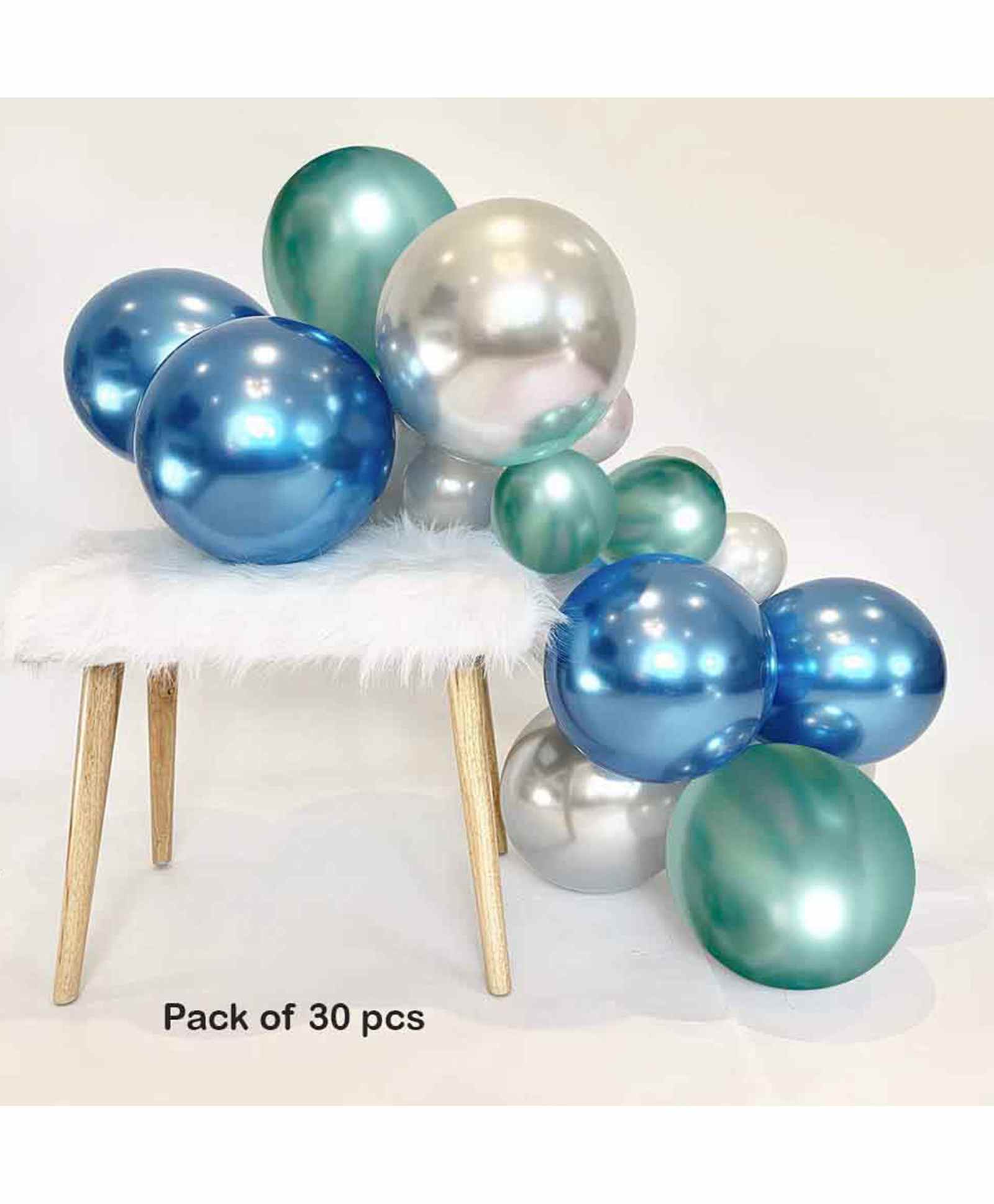 Balloon Junction Metallic Balloons Blue Green Silver - Pack of 30-image-10