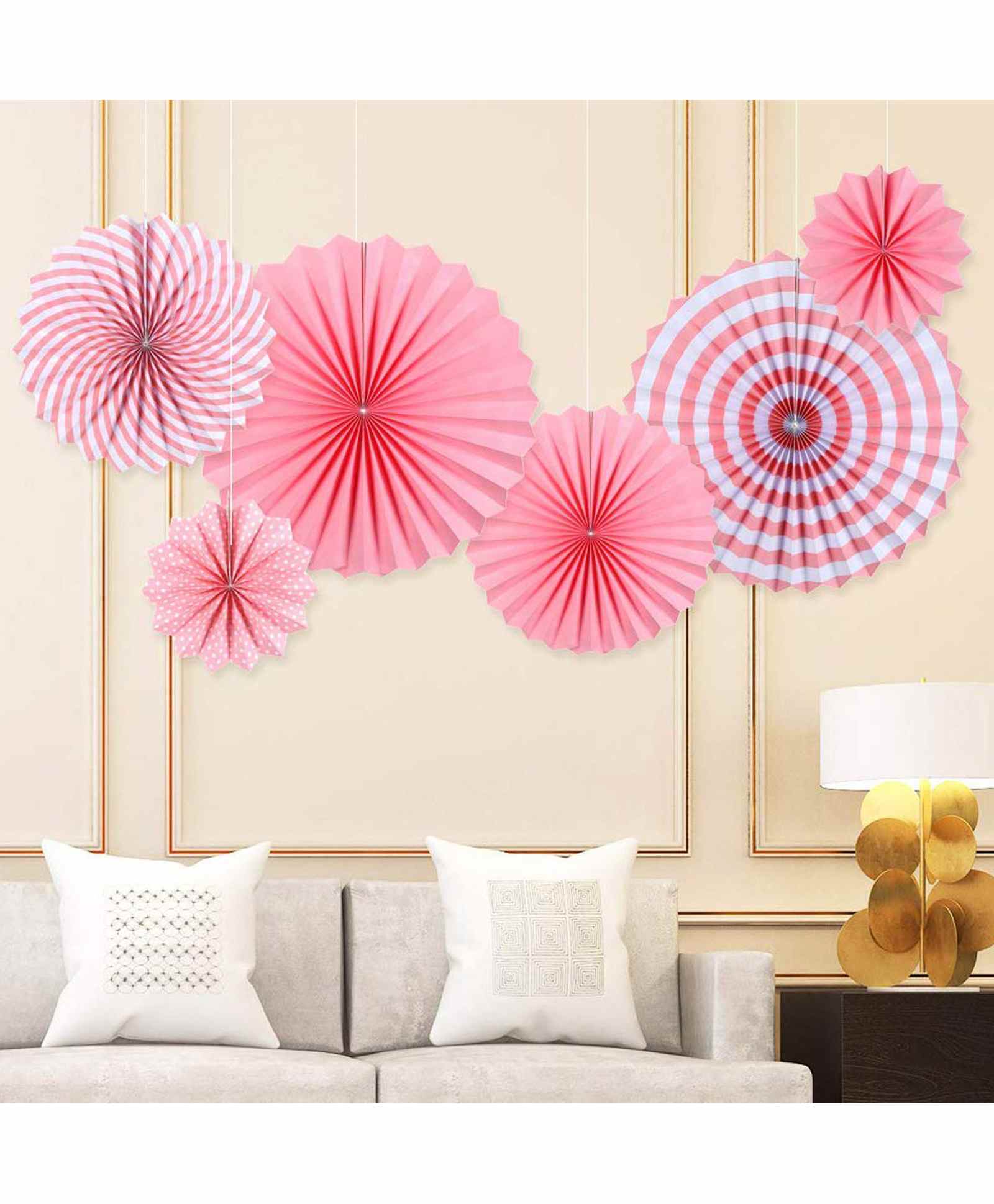 Balloon Junction Paper Fans Party Decoration Pink - Pack of 6-image-11