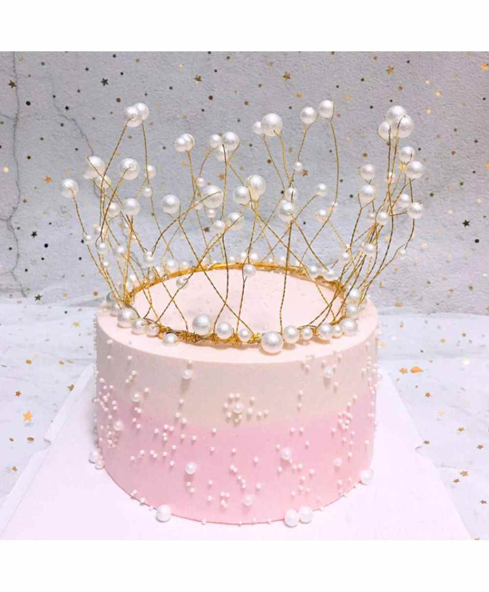 Amfin Crown Shape Cake Topper - White & Gold-image-4