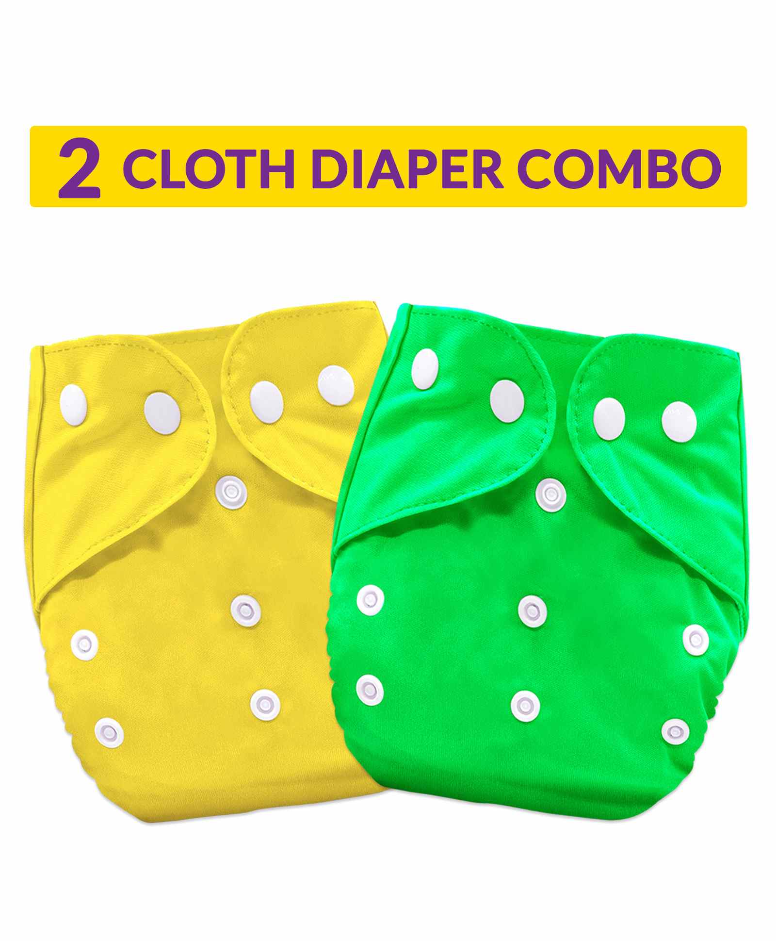 Bembika Washable & Reusable Solid Pocket Cloth Diapers Without Insert Pack of 2 - Yellow Green-image-38
