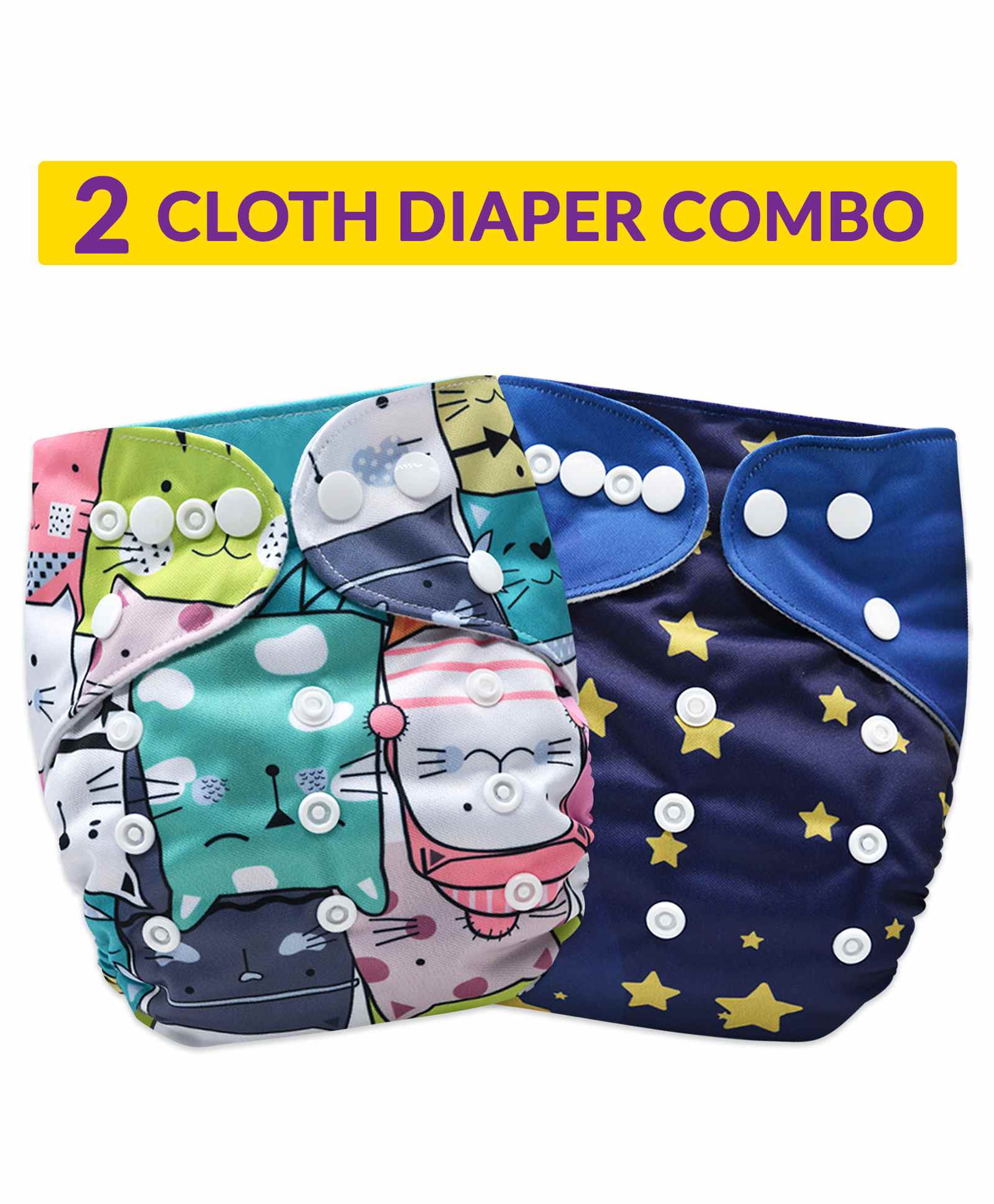 Bembika Reusable Cloth Diaper Set of 2 - Multicolor-image-33