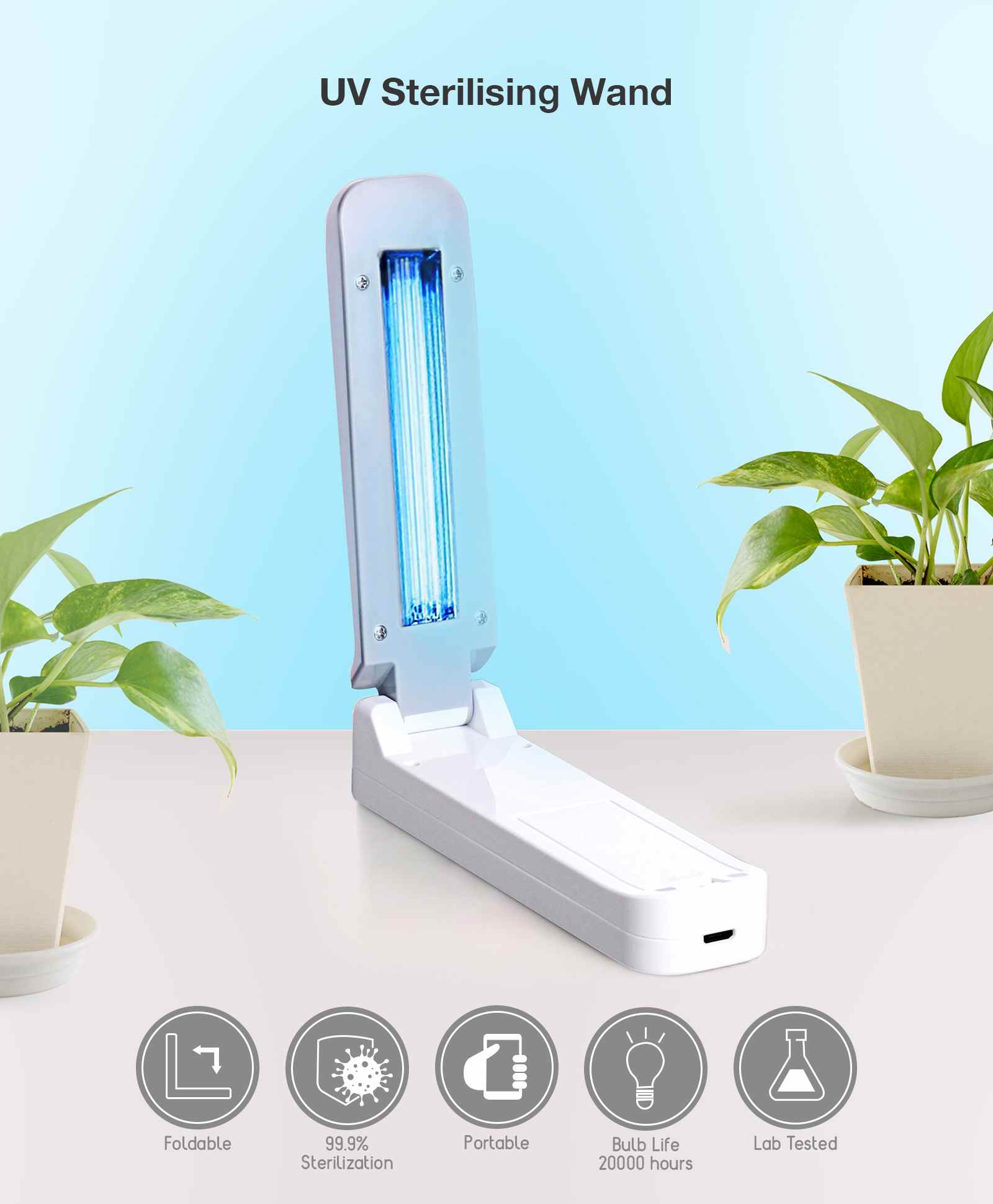 UV Sterilising Wand - White-image-1
