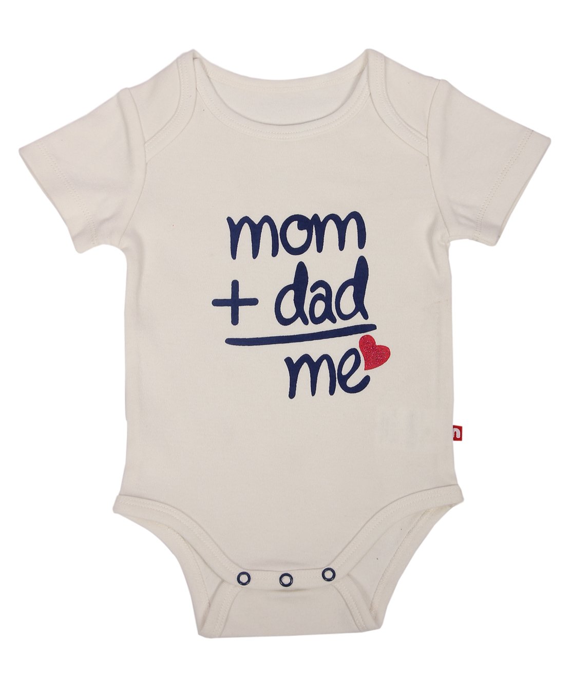 Nino Bambino Half Sleeves Mom Dad Me Print Onesie - White-image-34