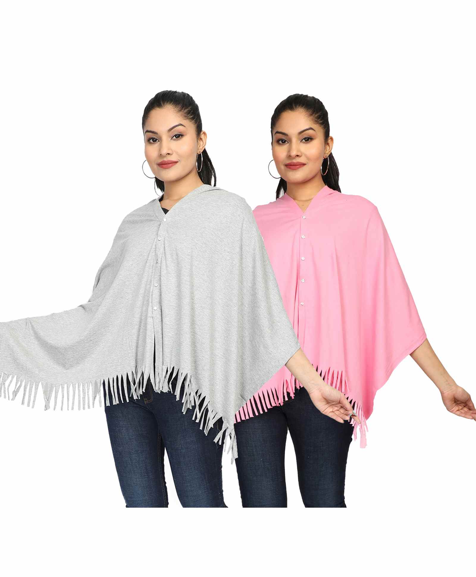 Nene Multi Purpose Nursing Shawl Pack of 2 - Grey Light Pink-image-21