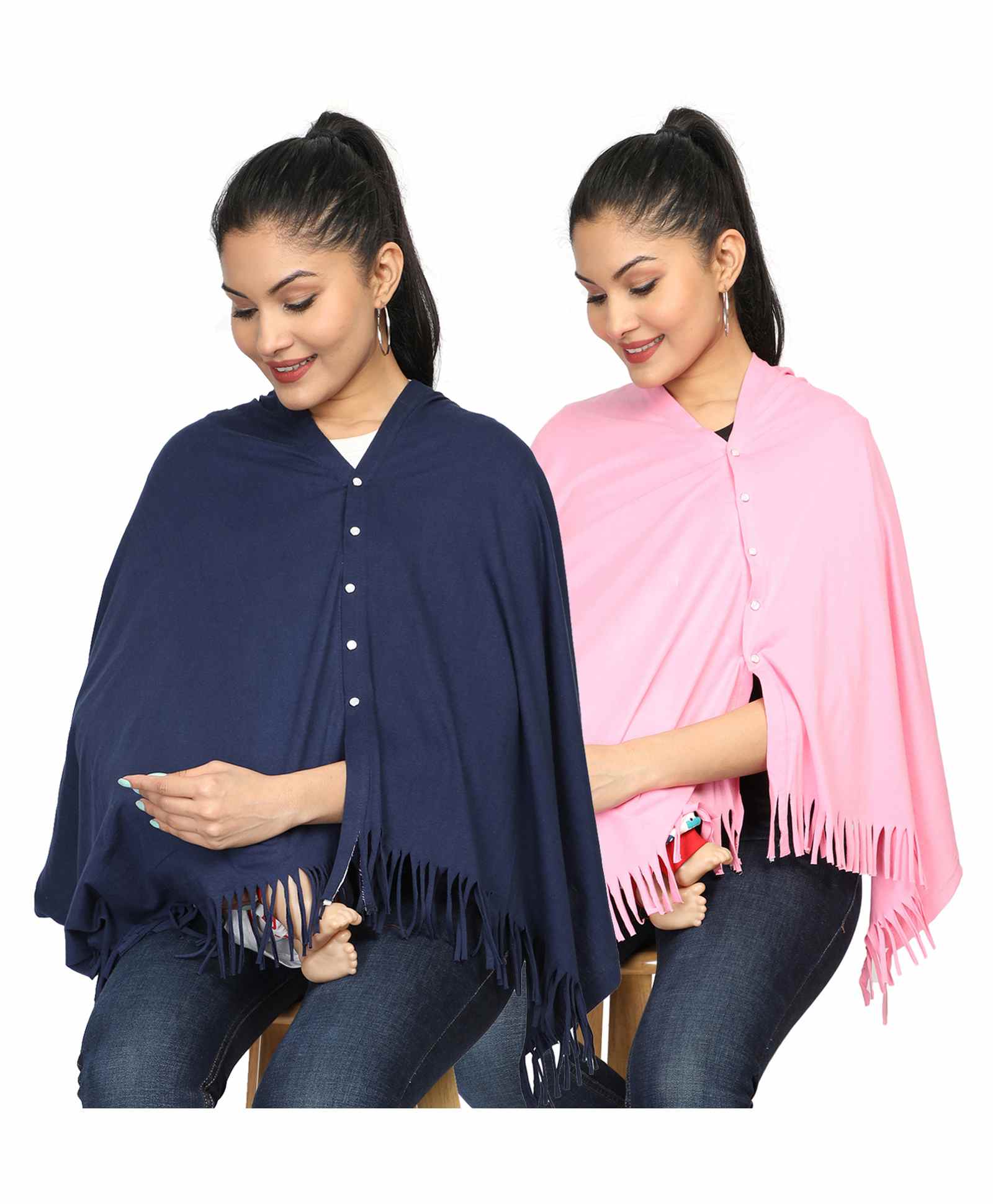 Nene Breast Feeding Multi Purpose Nursing Scarf Pack of 2 - Blue Light Pink-image-15