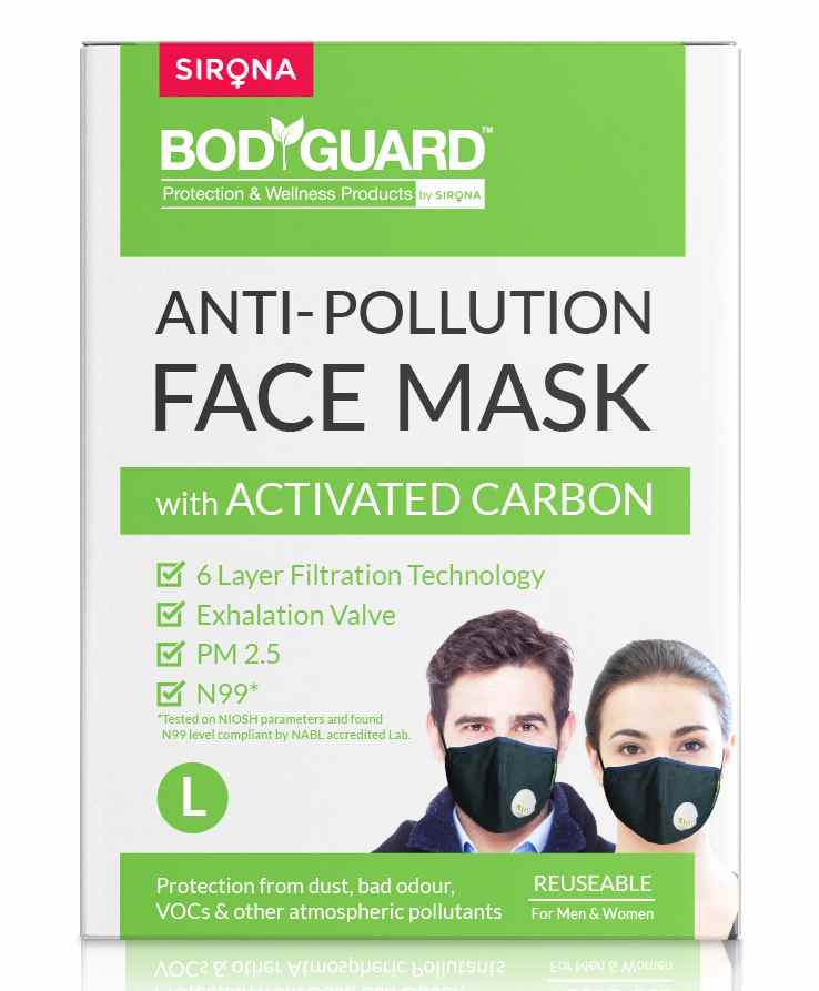BodyGuard Large N99 + PM2.5 Anti Pollution Face Mask with 6 Layer Protection Activated Carbon - Black-image-7