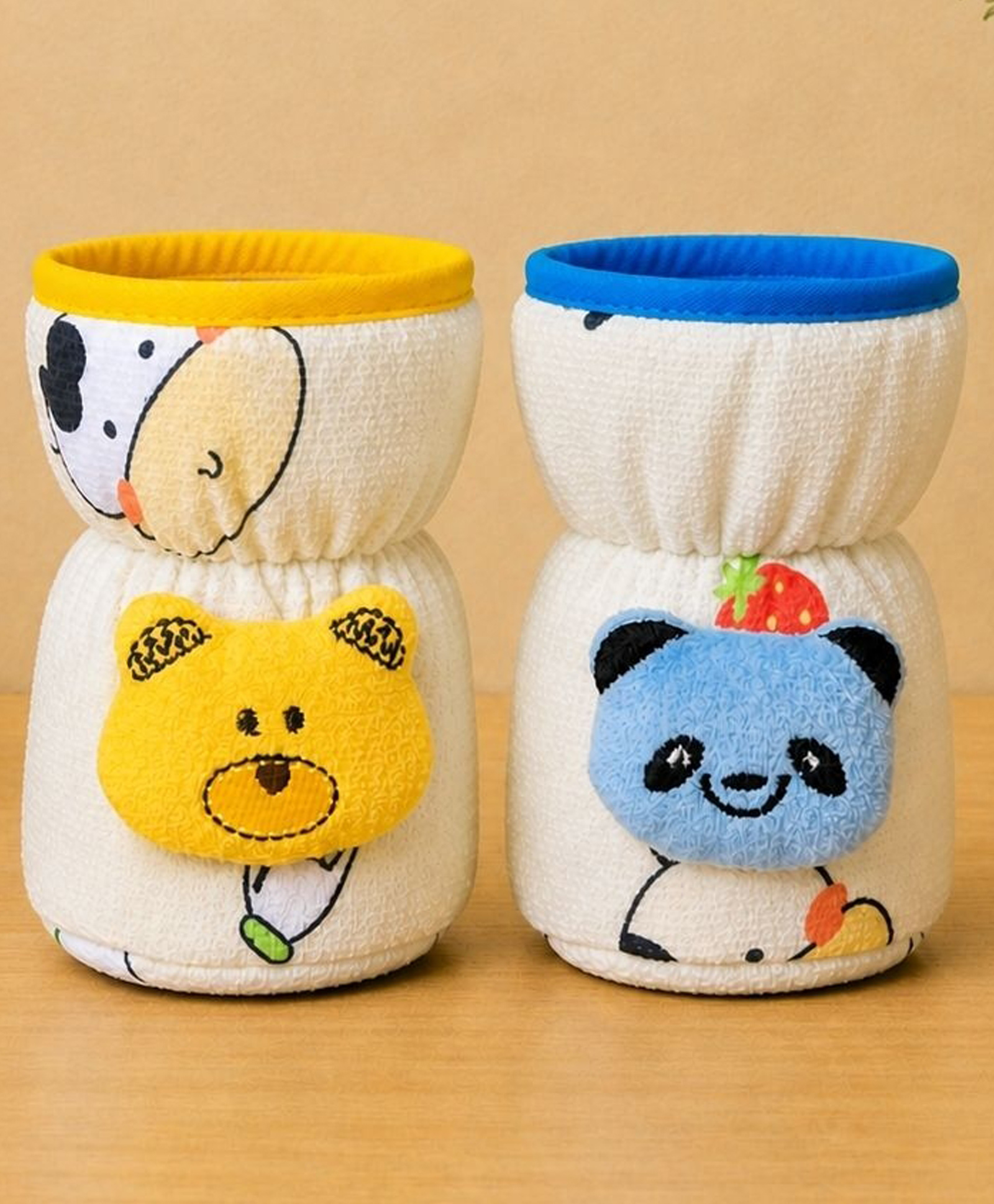 The Little Lookers Soft Plush Elasticated Bottle Cover Applique Design Yellow Blue Pack of 2 - Fits 60 ml Bottle-image-9