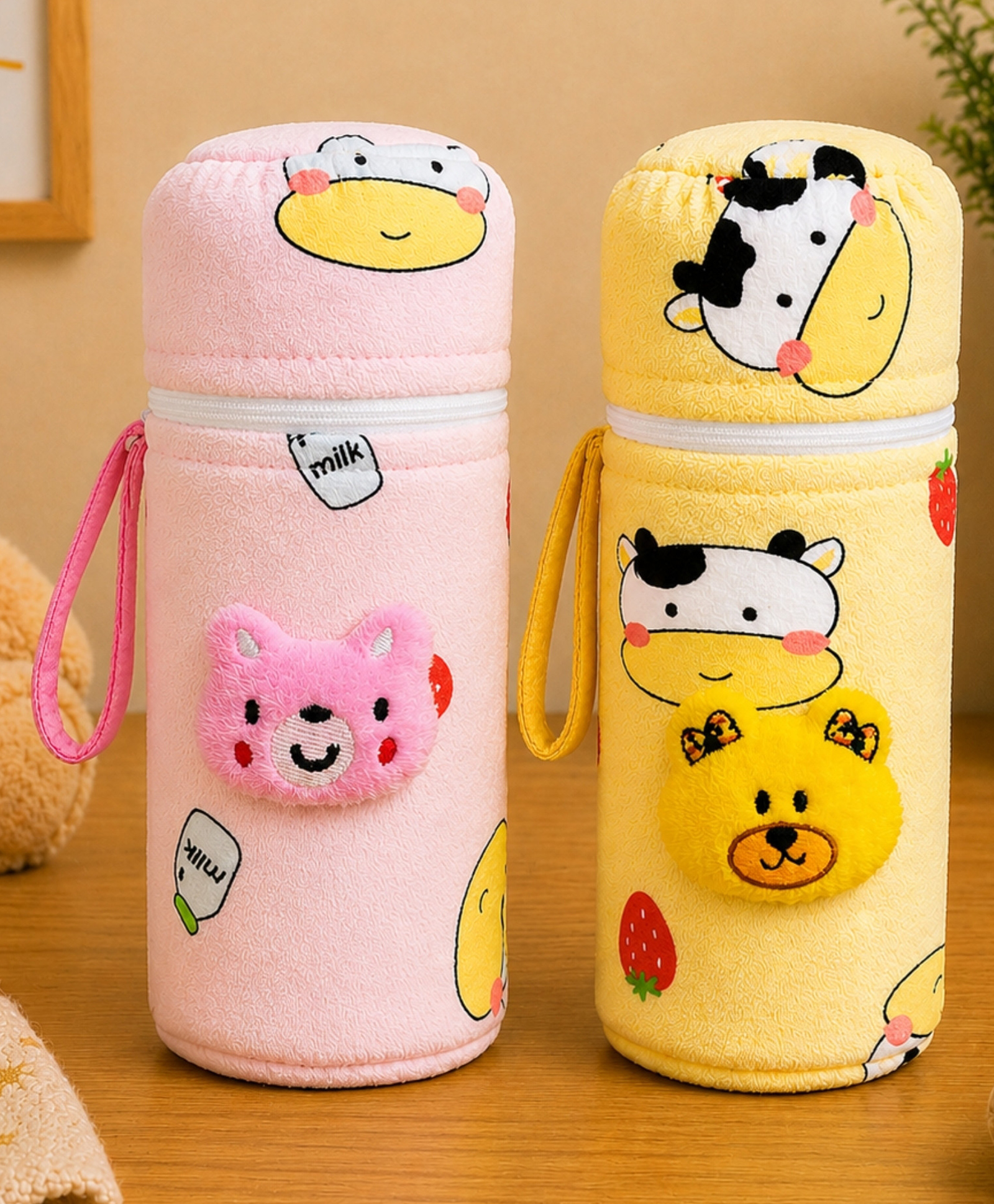 The Little Looker Feeding Bottle Cover with Zip Pink Yellow Pack of 2 - Fits 150 ml Bottle-image-34