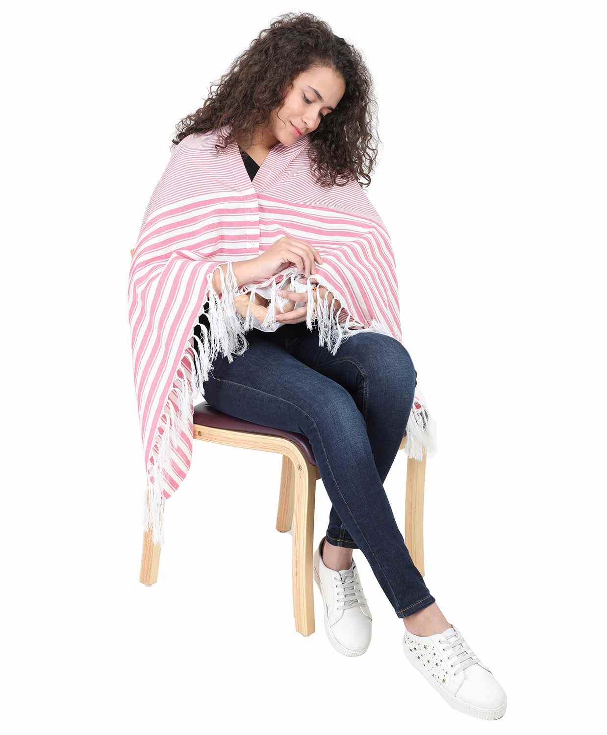 Lulamom Striped Nursing Shawl - Pink-picture-44