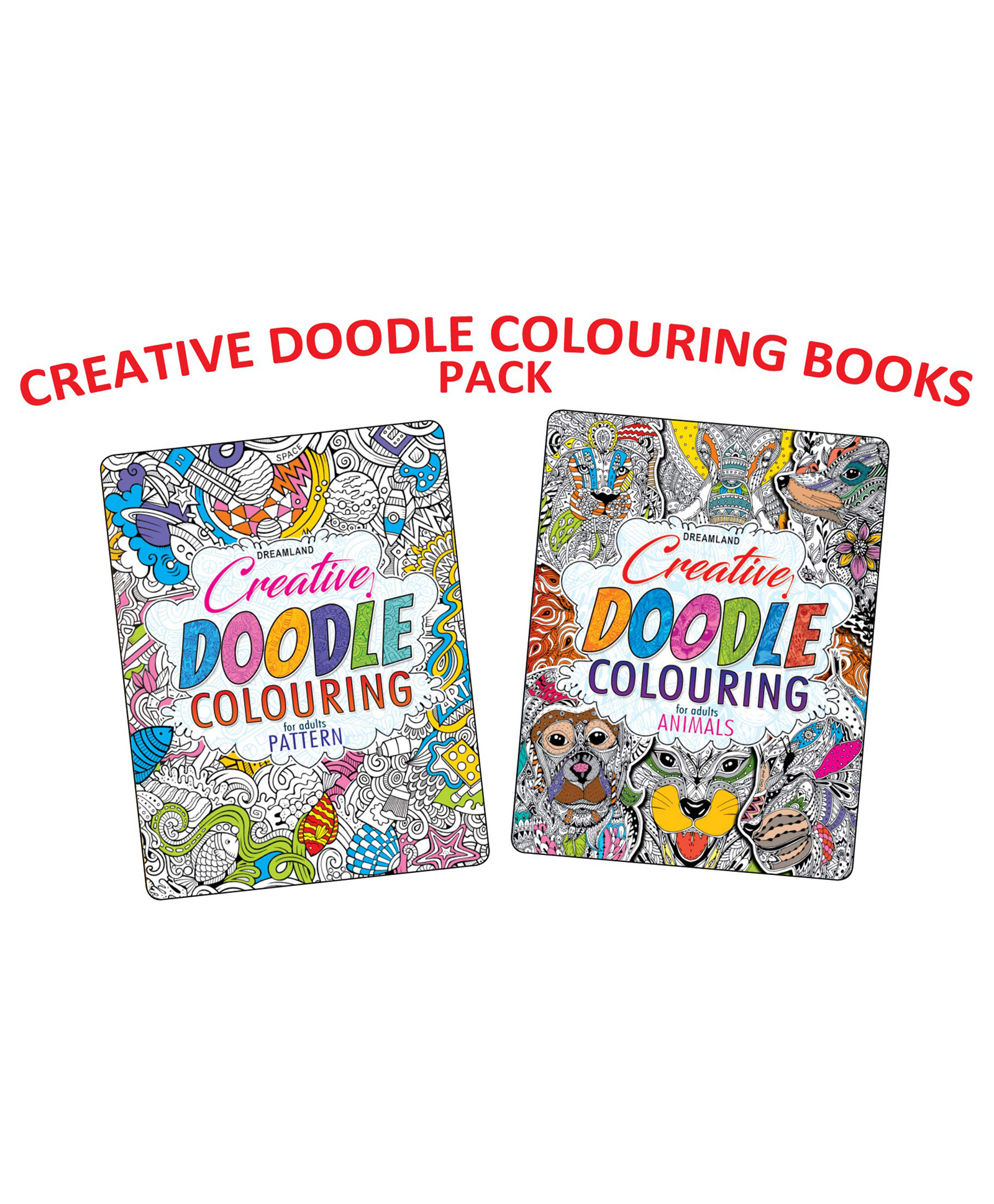 Dreamland Publications Creative Doodle Colouring Books Pack of 2 - English-image-29