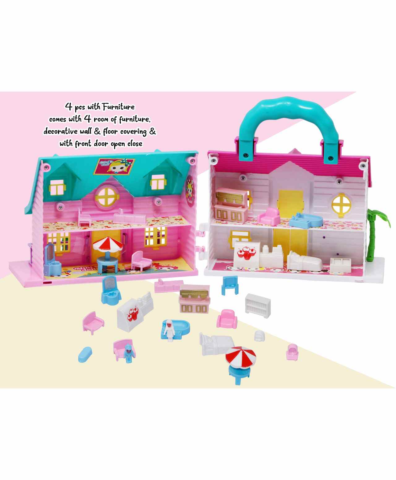 Fiddlerz Loving Family Toy House Set Pink - 24 Pieces-picture-27