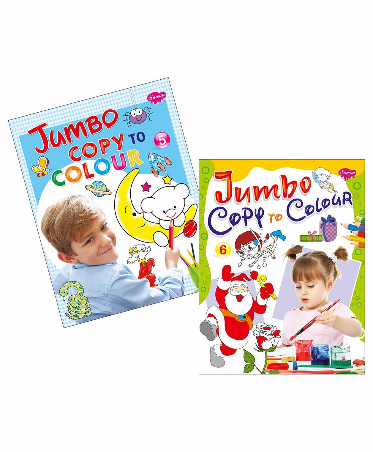 Sawan Jumbo Copy to Colour Books Part 5 & 6 Pack of 2 - English-image-18