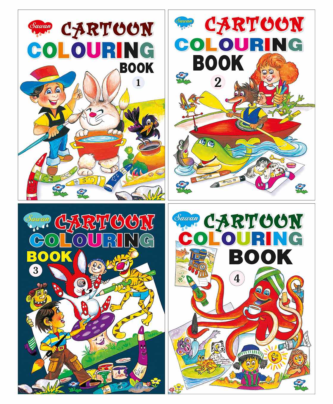 Sawan Cartoon Colouring Books Part 1 to 4 Pack of 4 - English-image-15